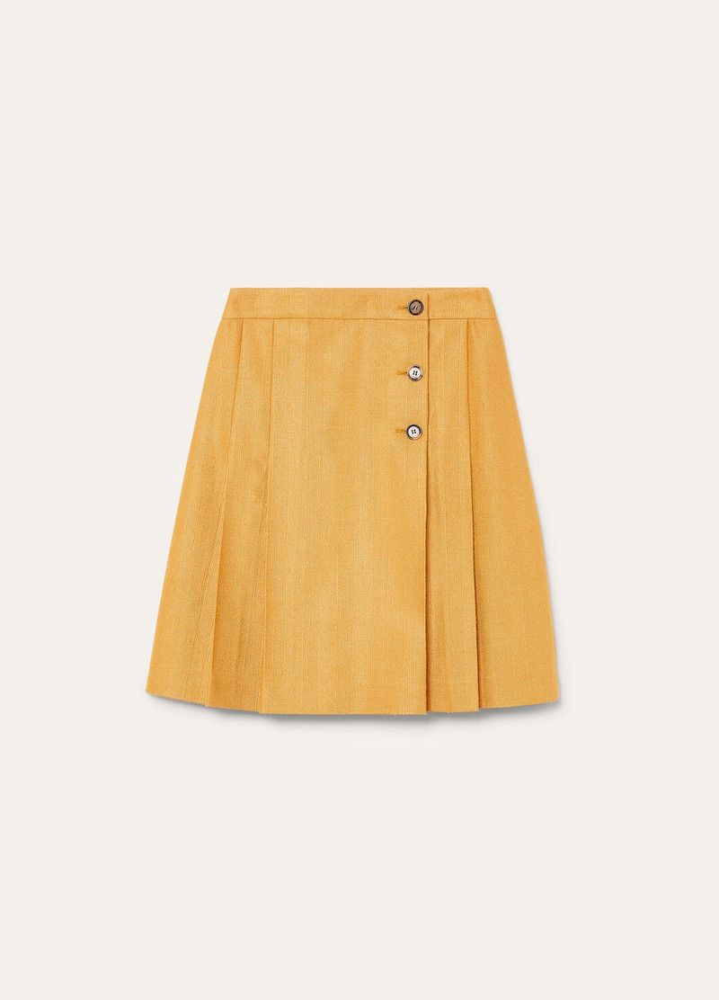 Loro Piana o1srvl11e0526 FAP2794 Aida Midi Skirt in Yellow Size 28" / US 6 / IT 42 - 1 Thumbnail