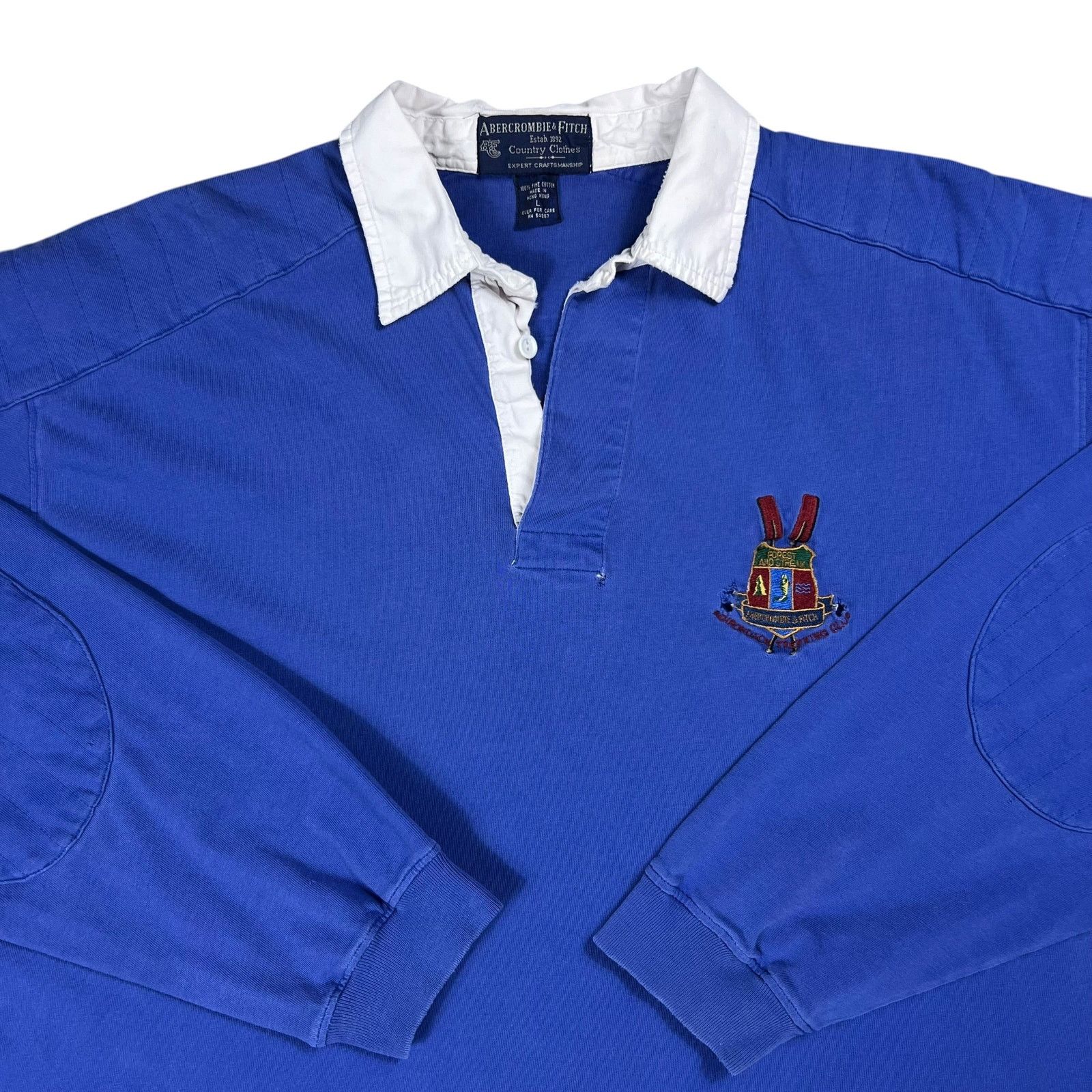 Abercrombie & Fitch × Vintage 90s Abercrombie Fitch Trekking Club faded long sleeve rugby Size US L / EU 52-54 / 3 - 2 Thumbnail