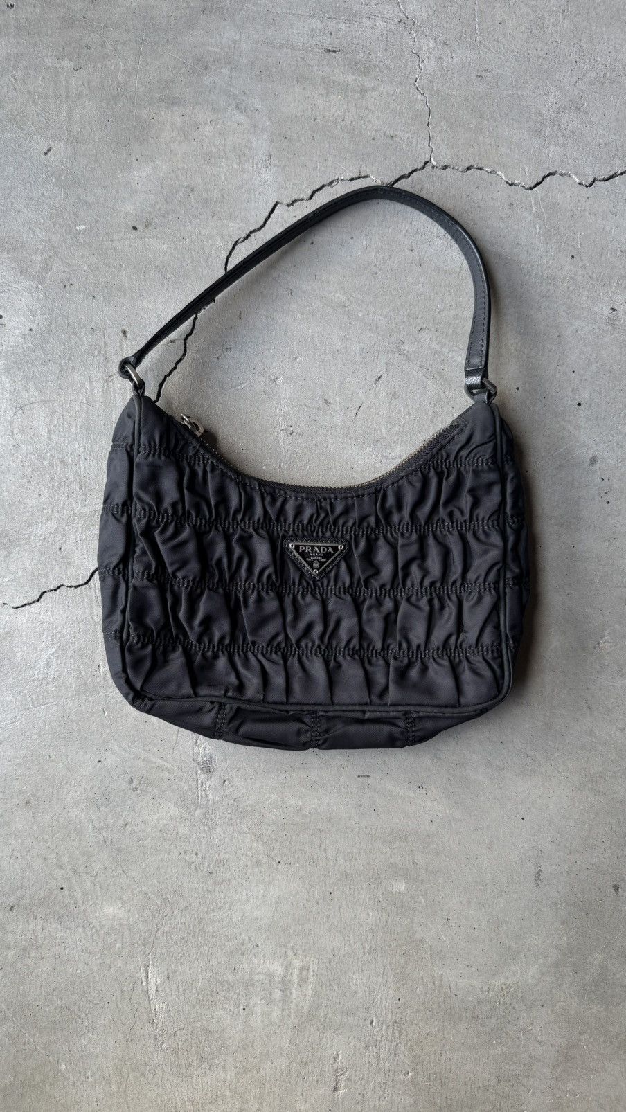 Balenciaga PRADA Tessuto Nylon Gaufre Shoulder Bag Black Size ONE SIZE - 2 Thumbnail