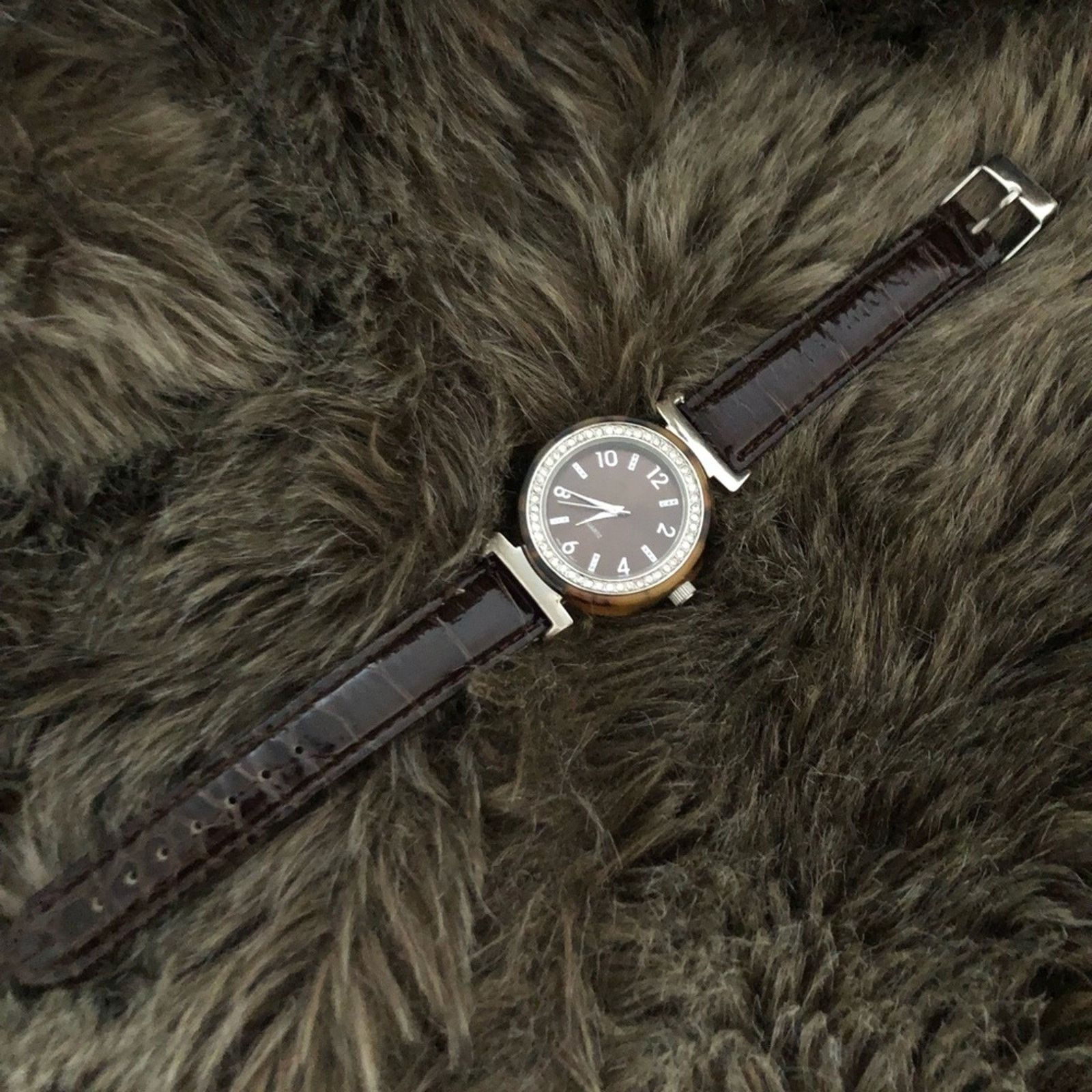 Jewelry Ladies faux tortoise shell vegan leather watch Size ONE SIZE - 5 Thumbnail