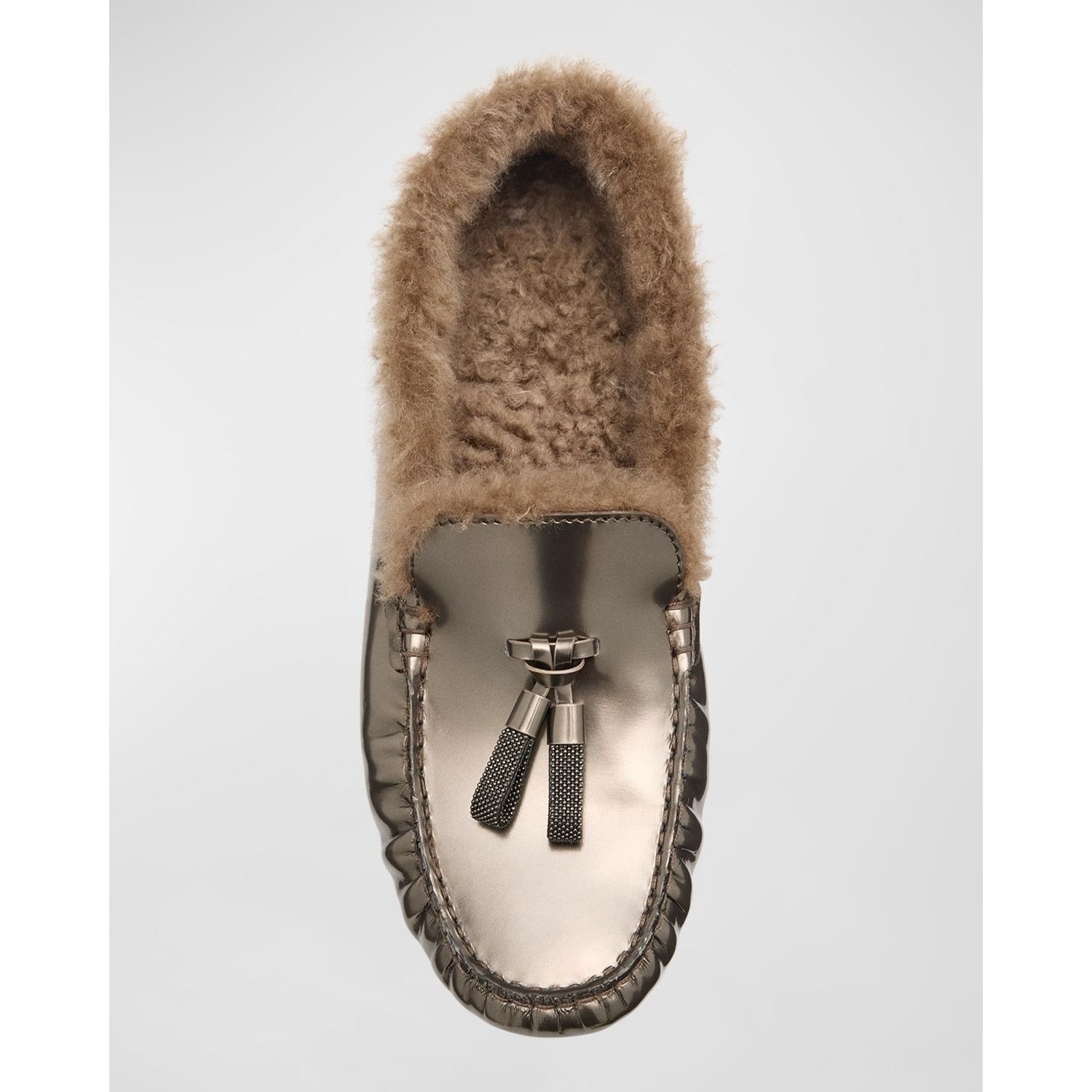 Brunello Cucinelli Brunello Cucinelli Monili Metallic Shearling Fur Loafers Size US 8 / IT 38 - 4 Thumbnail