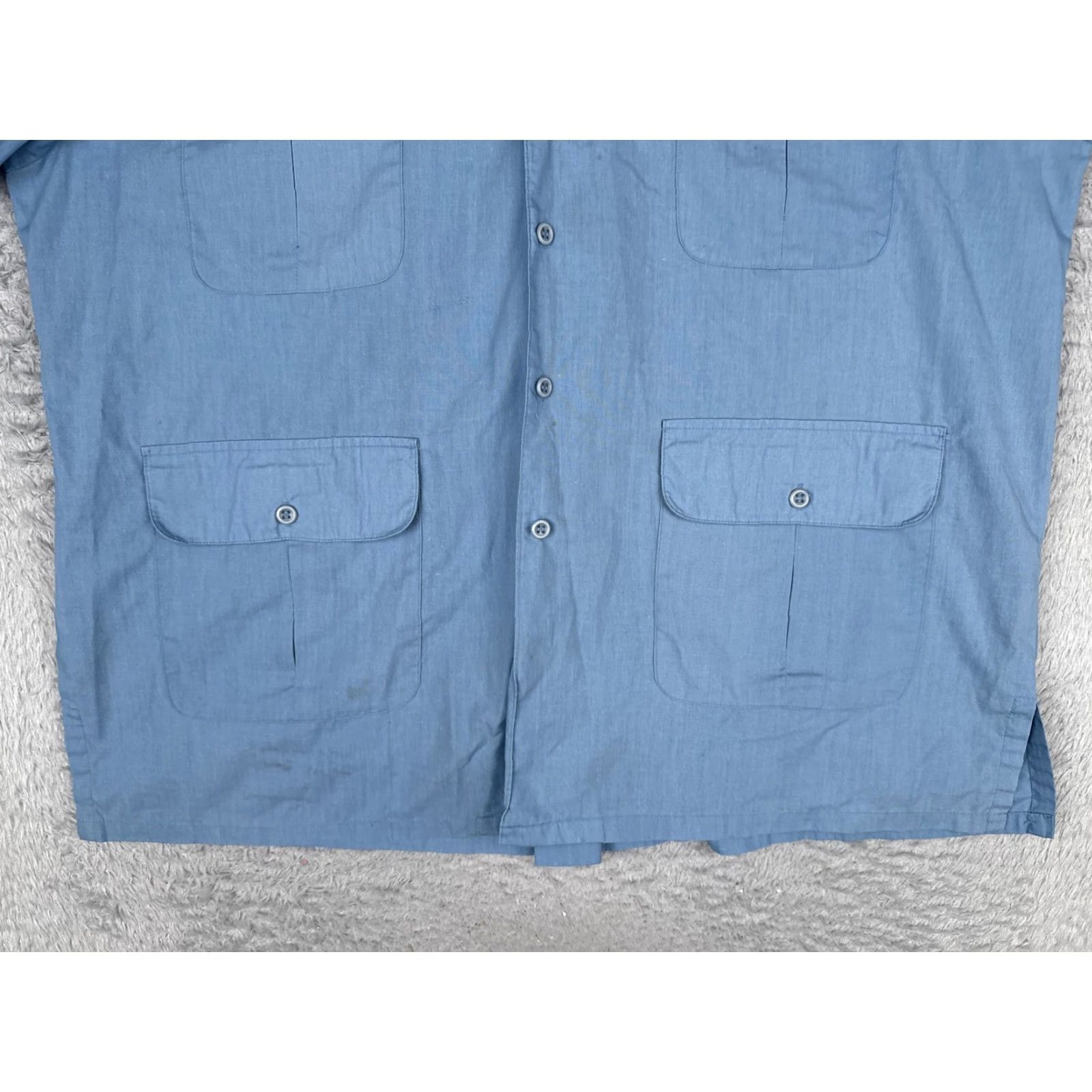 Haband Haband Shirt Mens M Blue Safari Short Sleeve Button-Up 4 Pocket Epaulets Size US M / EU 48-50 / 2 - 5 Thumbnail