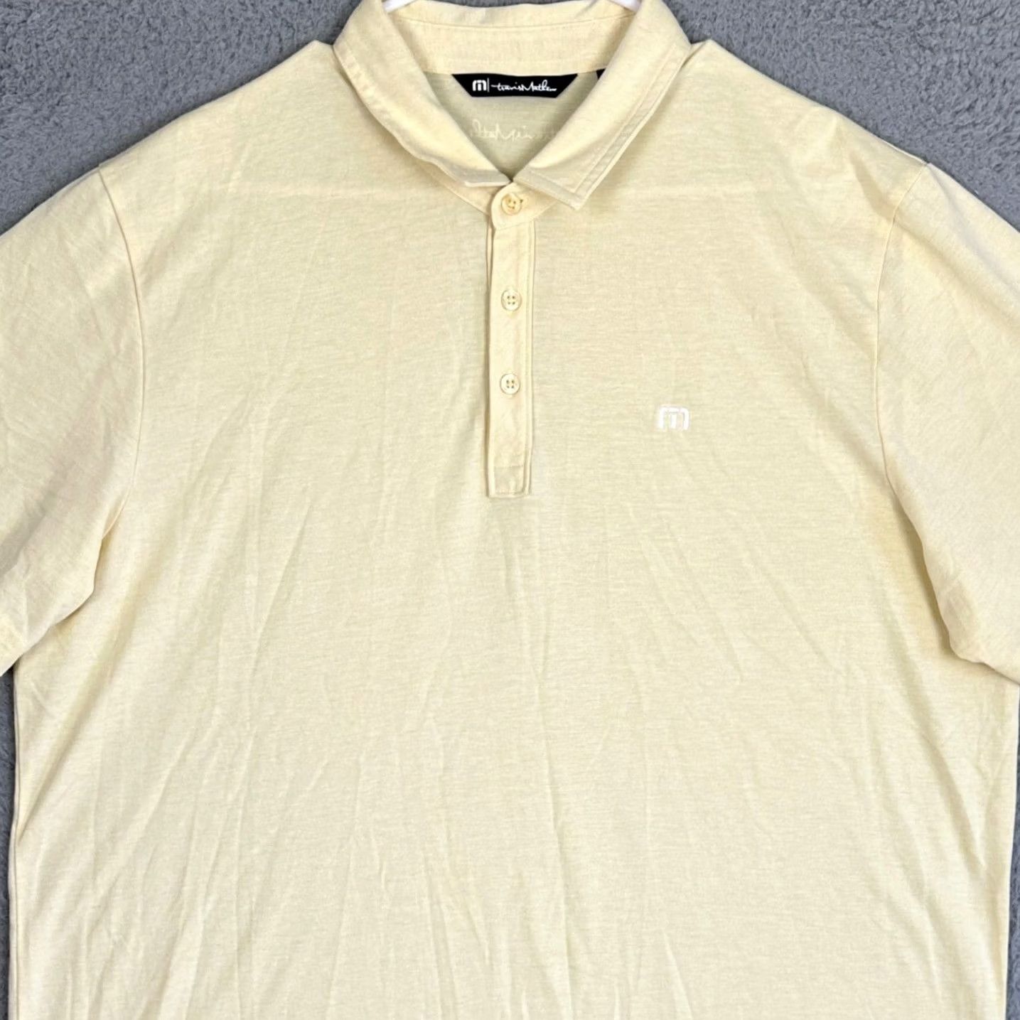 TravisMathew Travis Mathew Polo Shirt Men 2XL Yellow Short Sleeve Collared Pima Cotton Blend Golf Performance Size US XXL / EU 58 / 5 - 2 Thumbnail