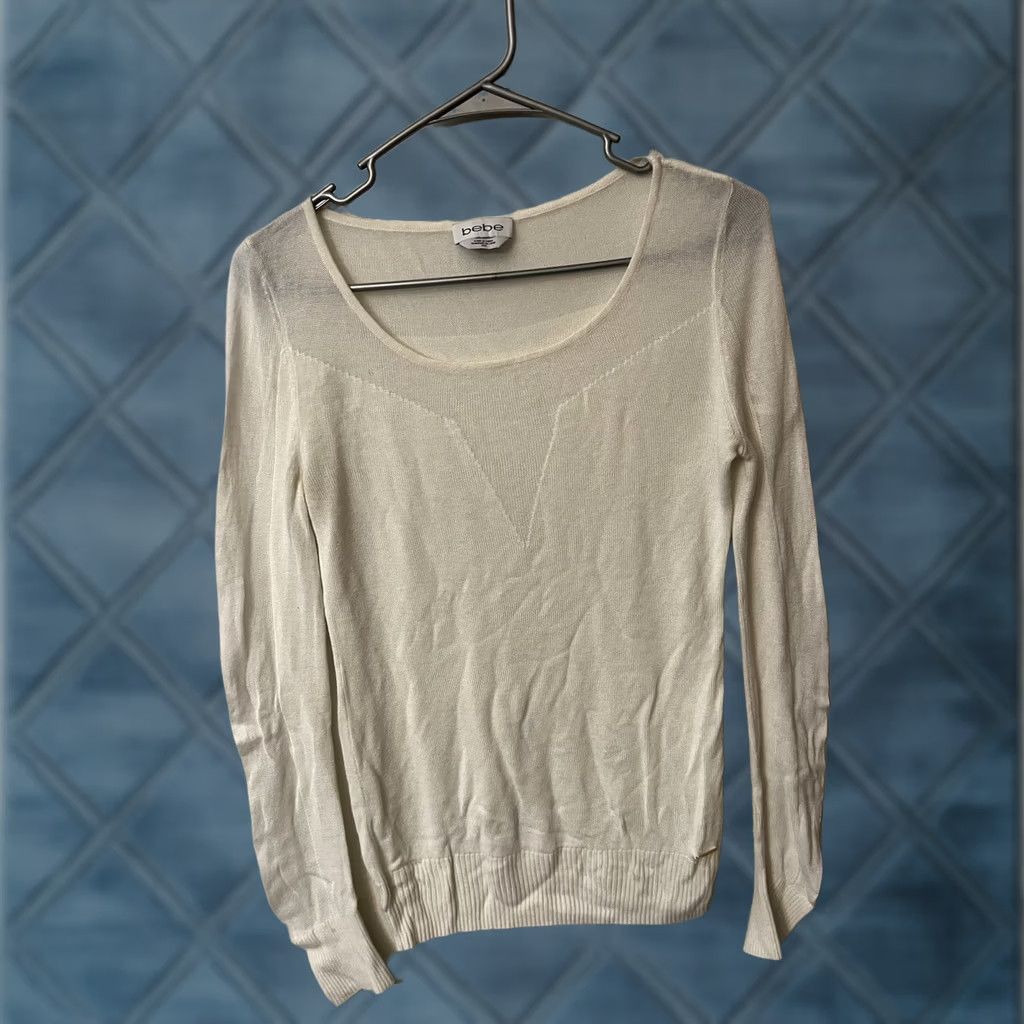 Bebe VINTAGE Bebe Moda Womens Sweater Medium White Round Neck Long Sleeve Stretch Size M / US 6-8 / IT 42-44 - 1 Thumbnail