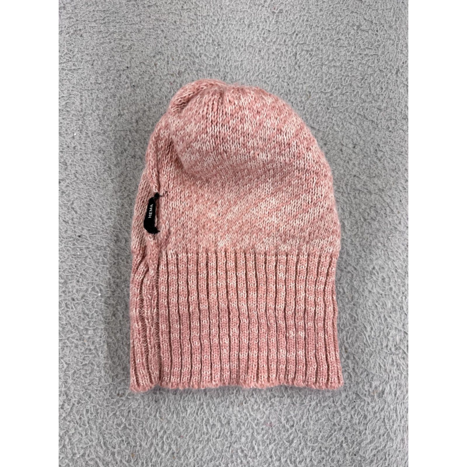 Vintage Hema Beanie Toque Adult One Size Pink Beige Knit Pom Winter Ski Snow Warm Size ONE SIZE - 4 Thumbnail