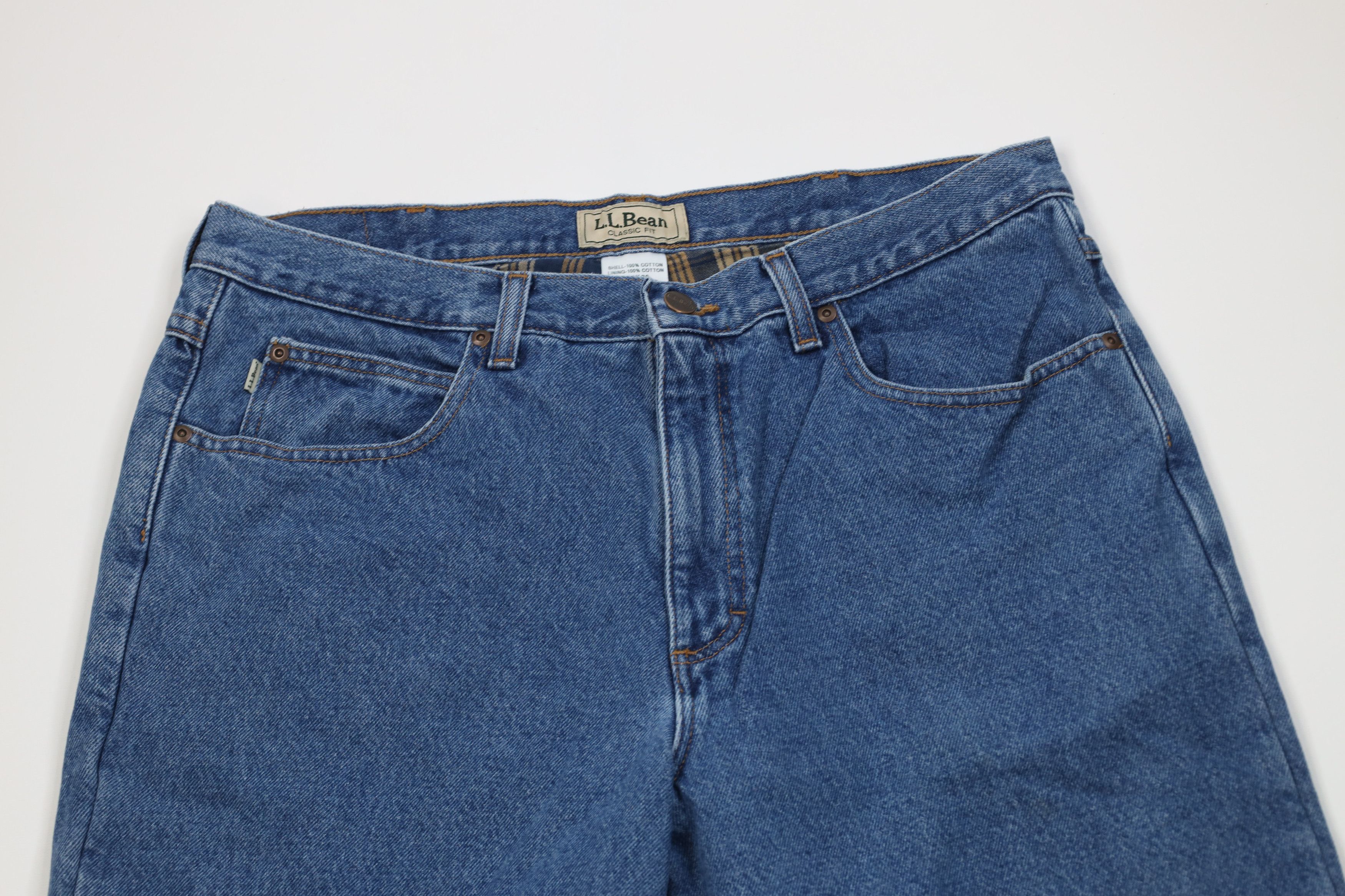 L.L. Bean Vintage 90s Y2K LL Bean Lined Straight Leg Jeans Blue Size US 36 / EU 52 - 3 Thumbnail