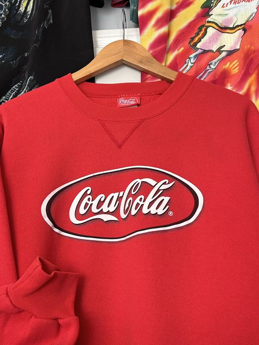 Vintage 90s 00s Red Coca Cola Koffein Crew Neck Jumper M