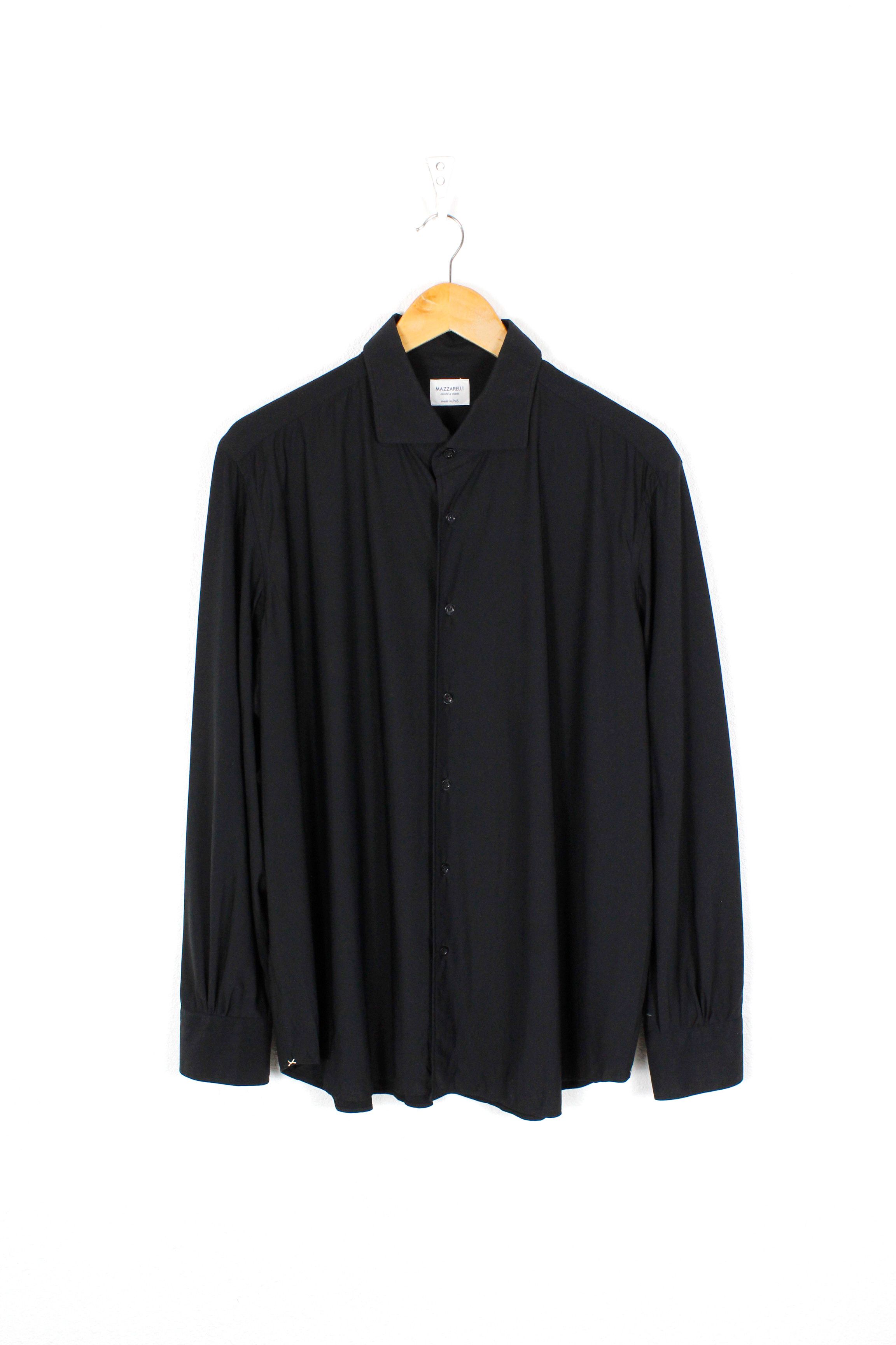Mazzarelli Mazzarelli Italy Black Formal Dress Shirt 44 Size US L / EU 52-54 / 3 - 1 Thumbnail