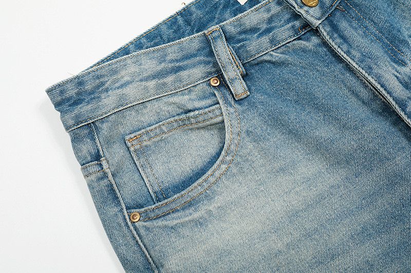 Jean Retro washed men's loose distressed casual straight jeans Size US 32 / EU 48 - 4 Thumbnail