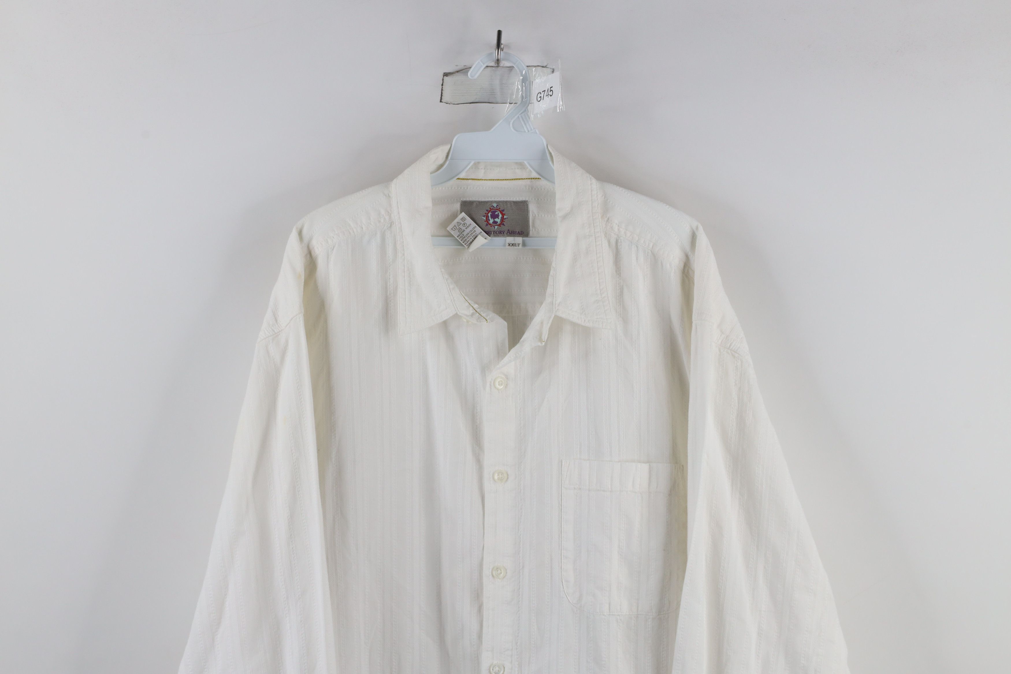 Vintage Vintage 90s Streetwear Collared Button Shirt White Cotton Size US XXL / EU 58 / 5 - 2 Thumbnail