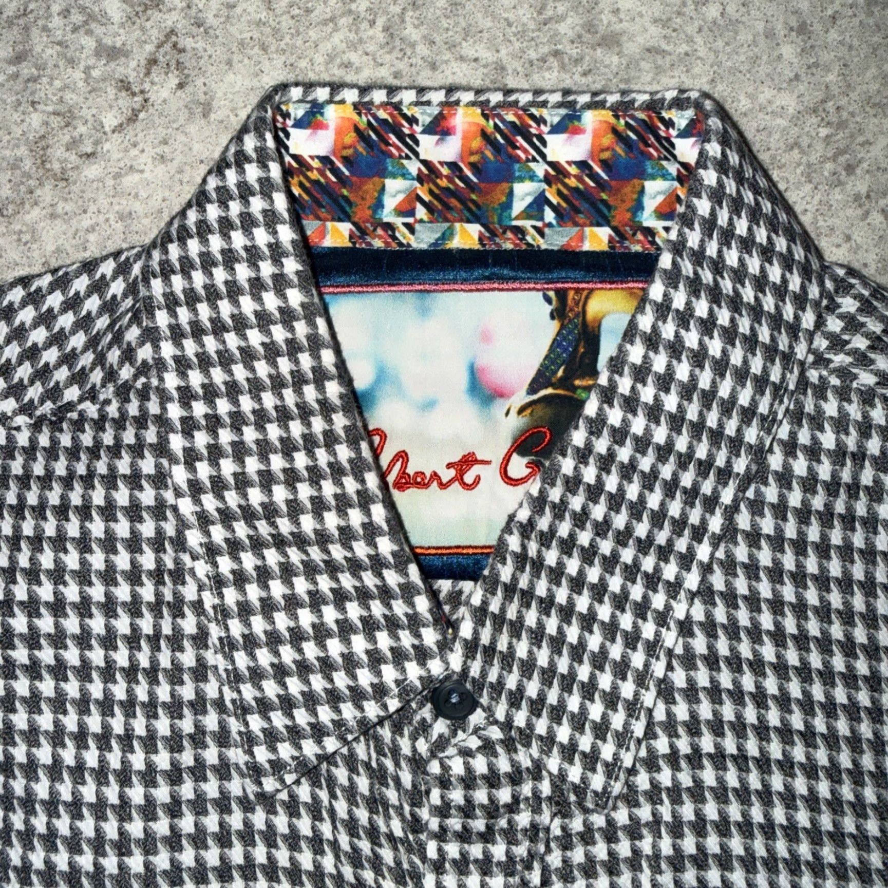 Robert Graham Robert Graham Men L Gray White Houndstooth Embroidered Button-Up Shirt Long Sleeve Size US L / EU 52-54 / 3 - 3 Thumbnail
