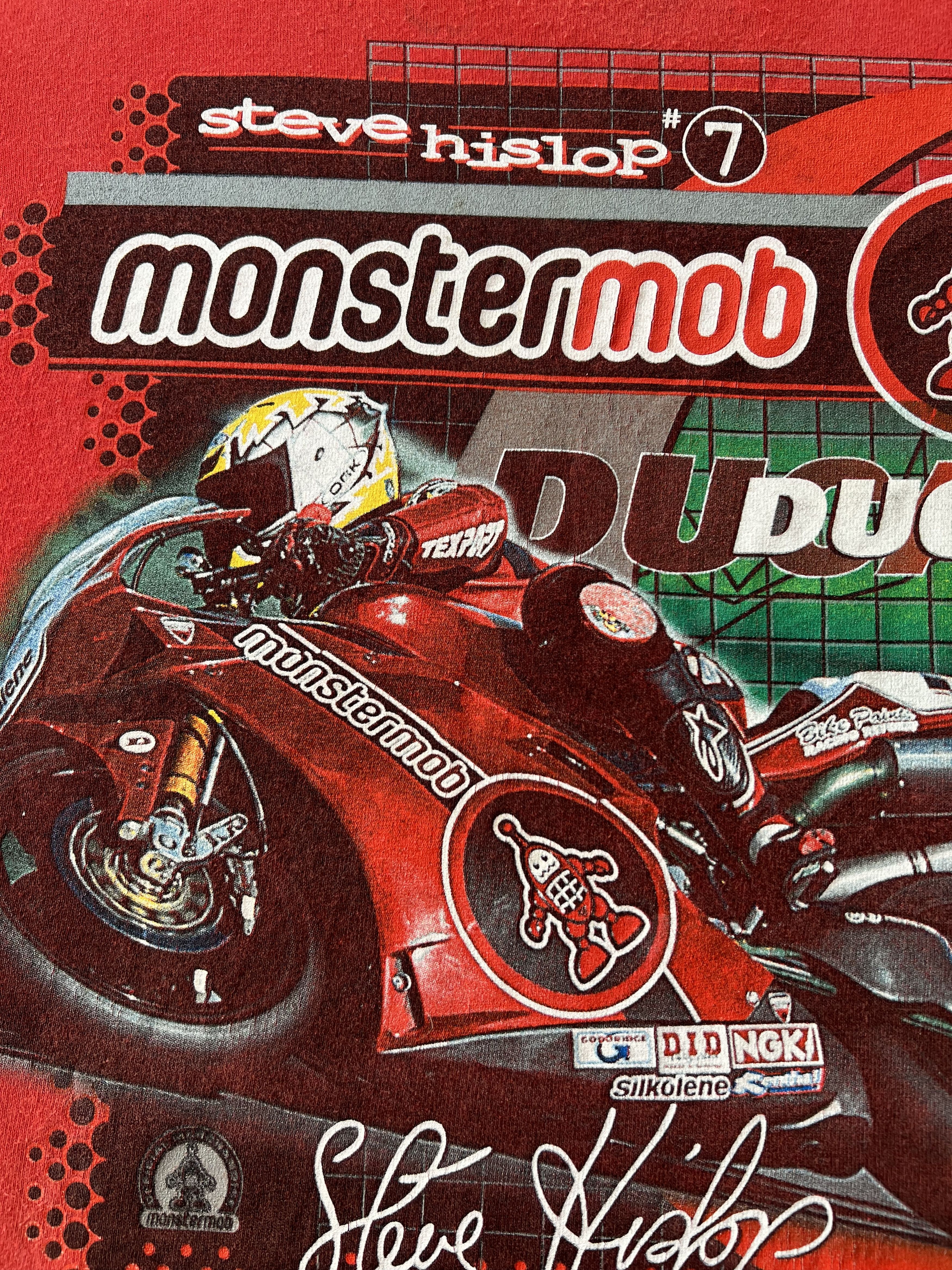 Vintage Vintage 90s Ducati Steve Hislop #7 Moto Racing Red T-shirt Size US XXL / EU 58 / 5 - 4 Thumbnail