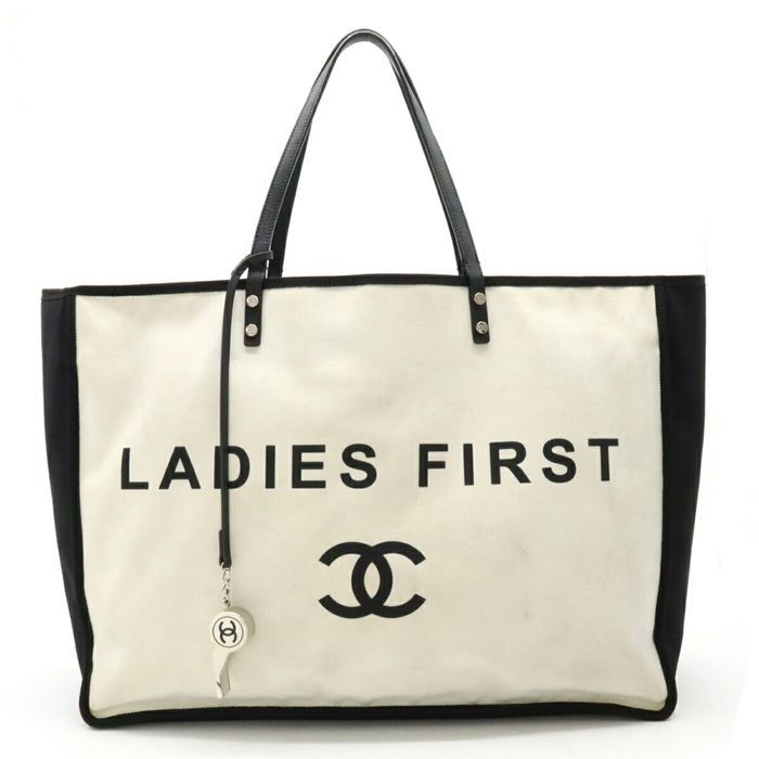 Chanel First Whistle Bag - CC Logo White Black Leather Handbag
