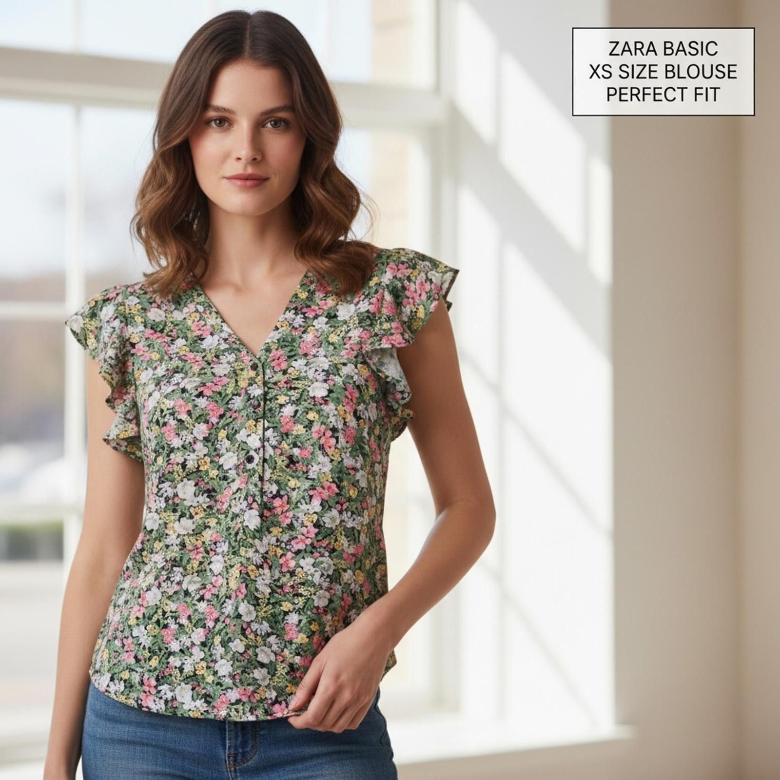 Other ZARA BASIC Floral Blouse Size XS Size XS / US 0-2 / IT 36-38 - 2 Thumbnail