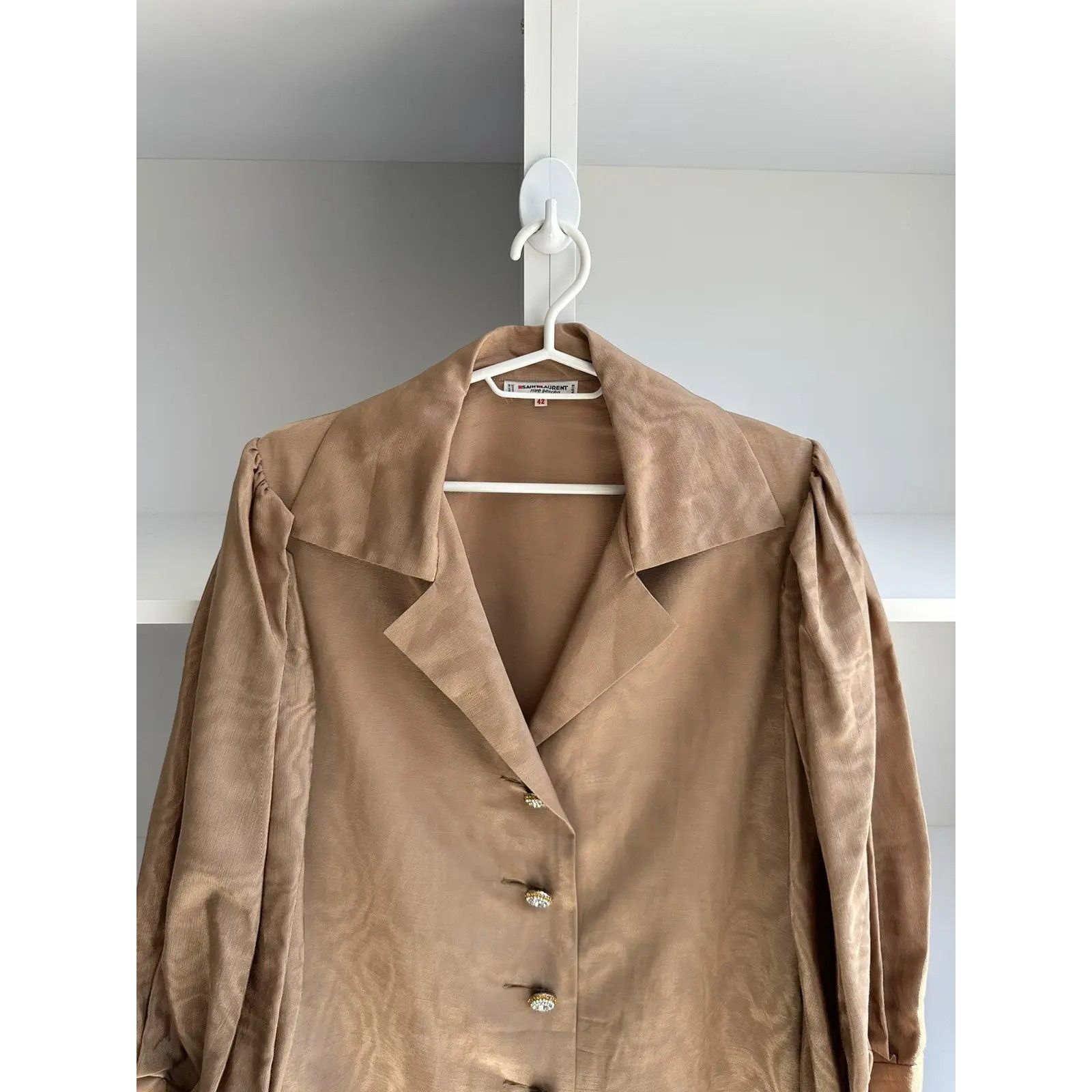 Saint Laurent Paris Vintage Saint Laurent Paris Rive Gauche Satin Blazer 80s Size L / US 10 / IT 46 - 4 Thumbnail