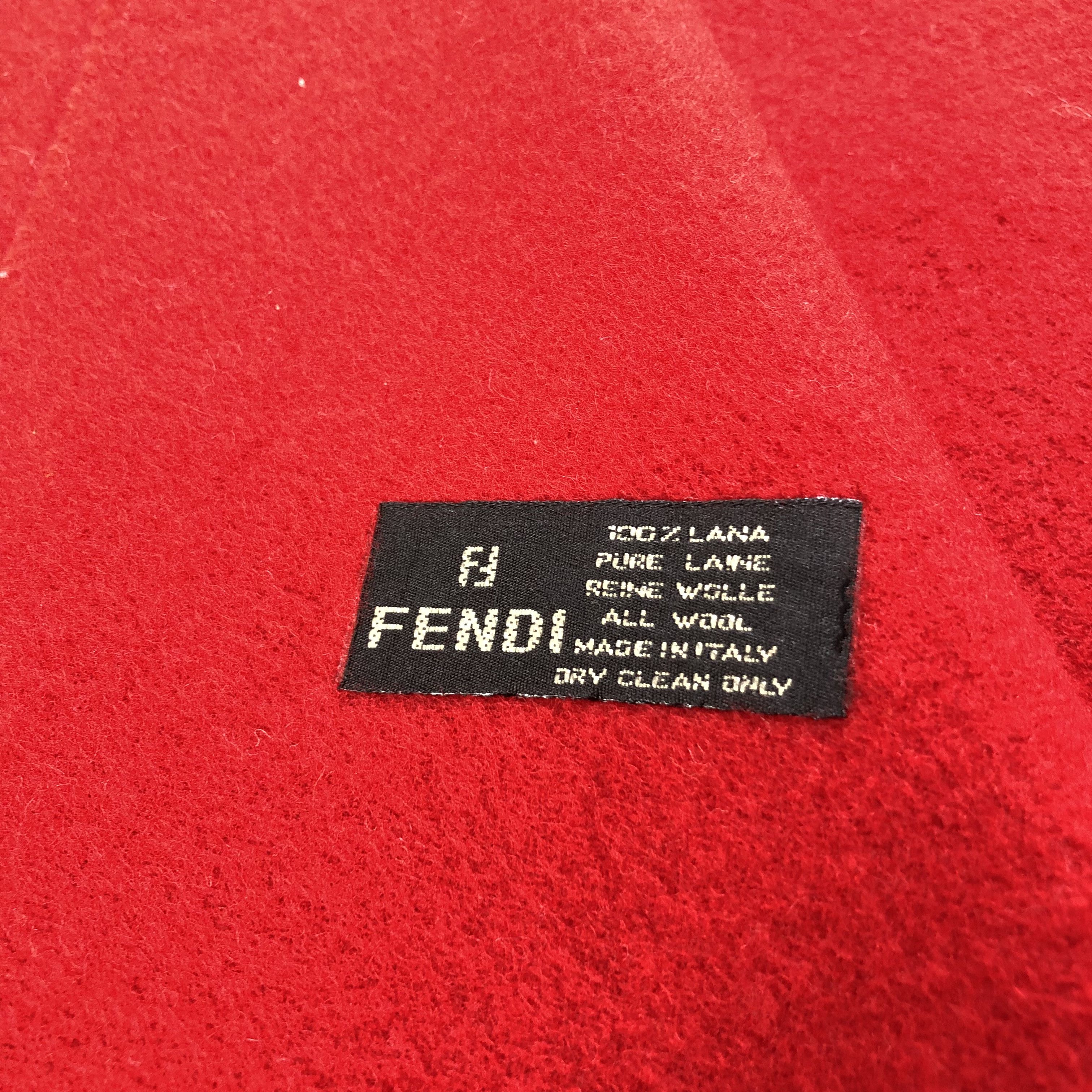 Fendi Fendi Plain Red Wool Scarf Muffler Wrap V1750 Size ONE SIZE - 5 Thumbnail