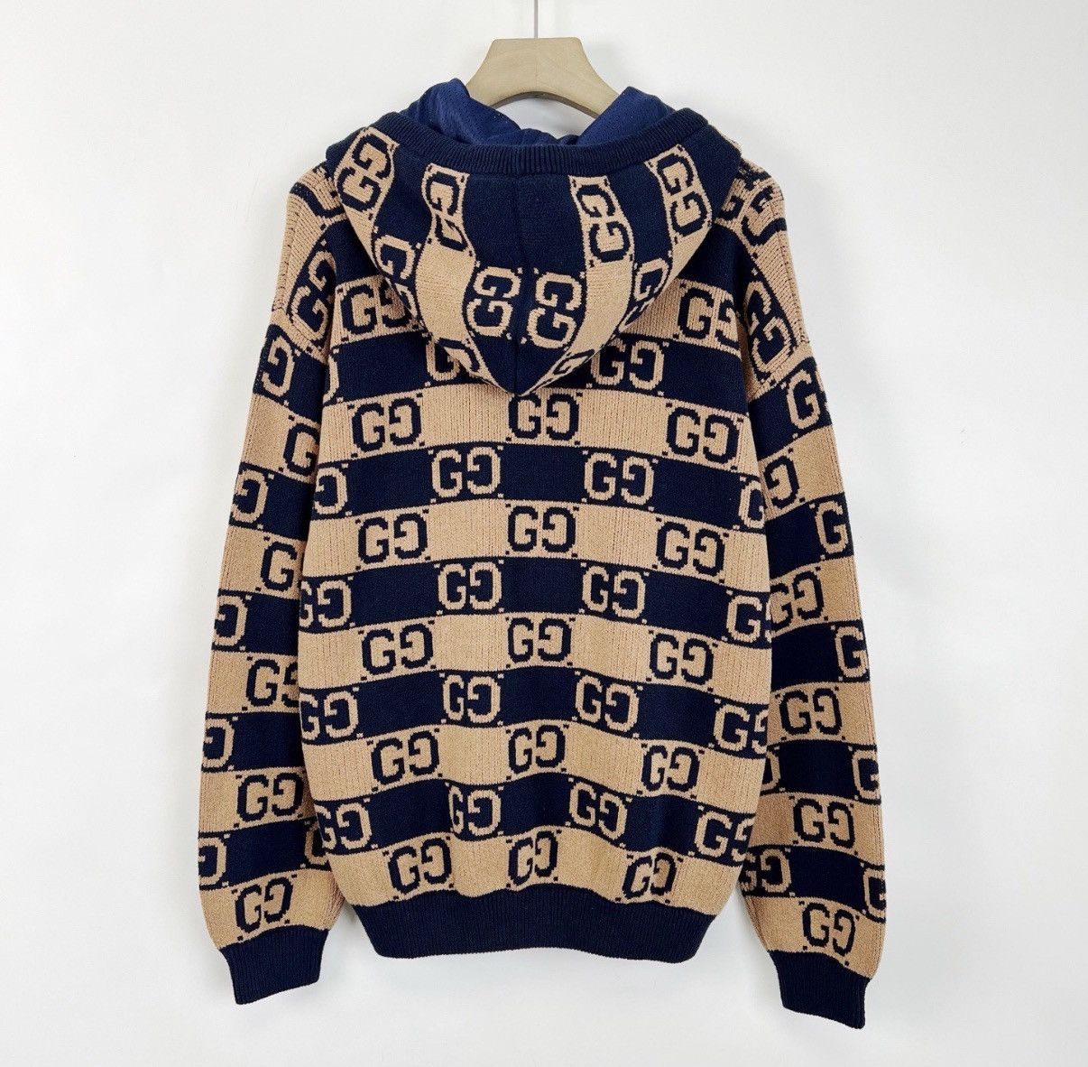 Gucci GUCCI Khaki Color-Block Jacquard Hooded Knit Sweater K12 Size S / US 4 / IT 40 - 2 Thumbnail
