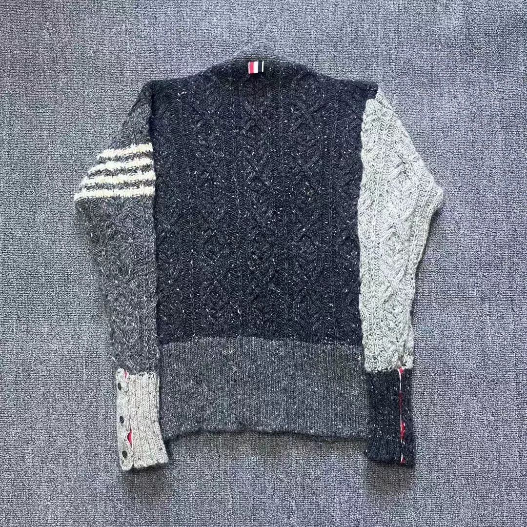 Thom Browne thom browne gray striped wool cardigan Size US M / EU 48-50 / 2 - 2 Thumbnail