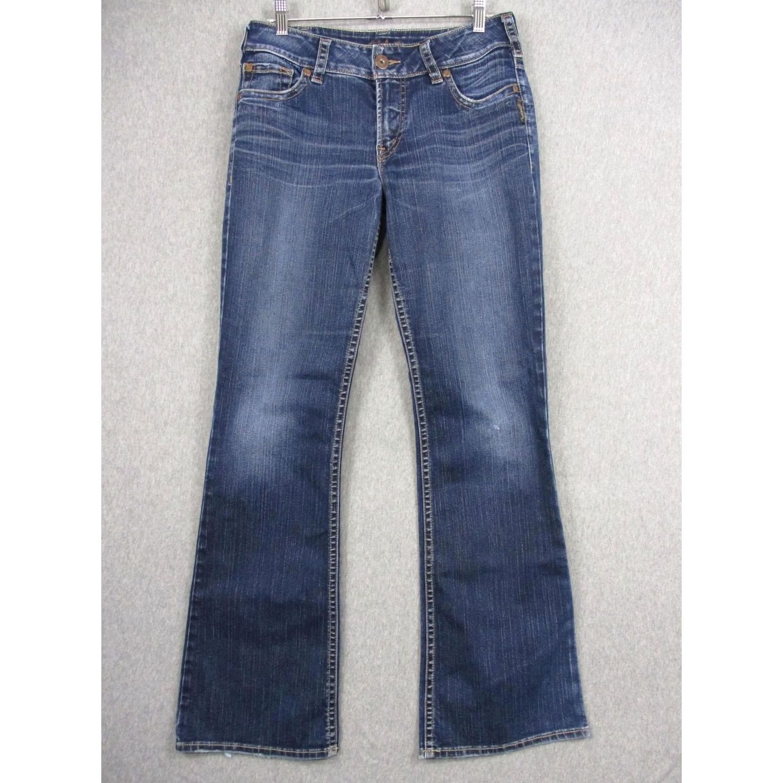 Silver Jeans Co. Silver Jeans Co Womens Suki Bootcut Jeans Medium Wash Blue W30x32 Distressed Size 30" / US 8 / IT 44 - 2 Thumbnail