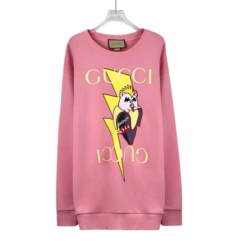 Gucci Gucci Pink banana cat letter print cotton round-neck long- Size L / US 10 / IT 46 - 1 Thumbnail