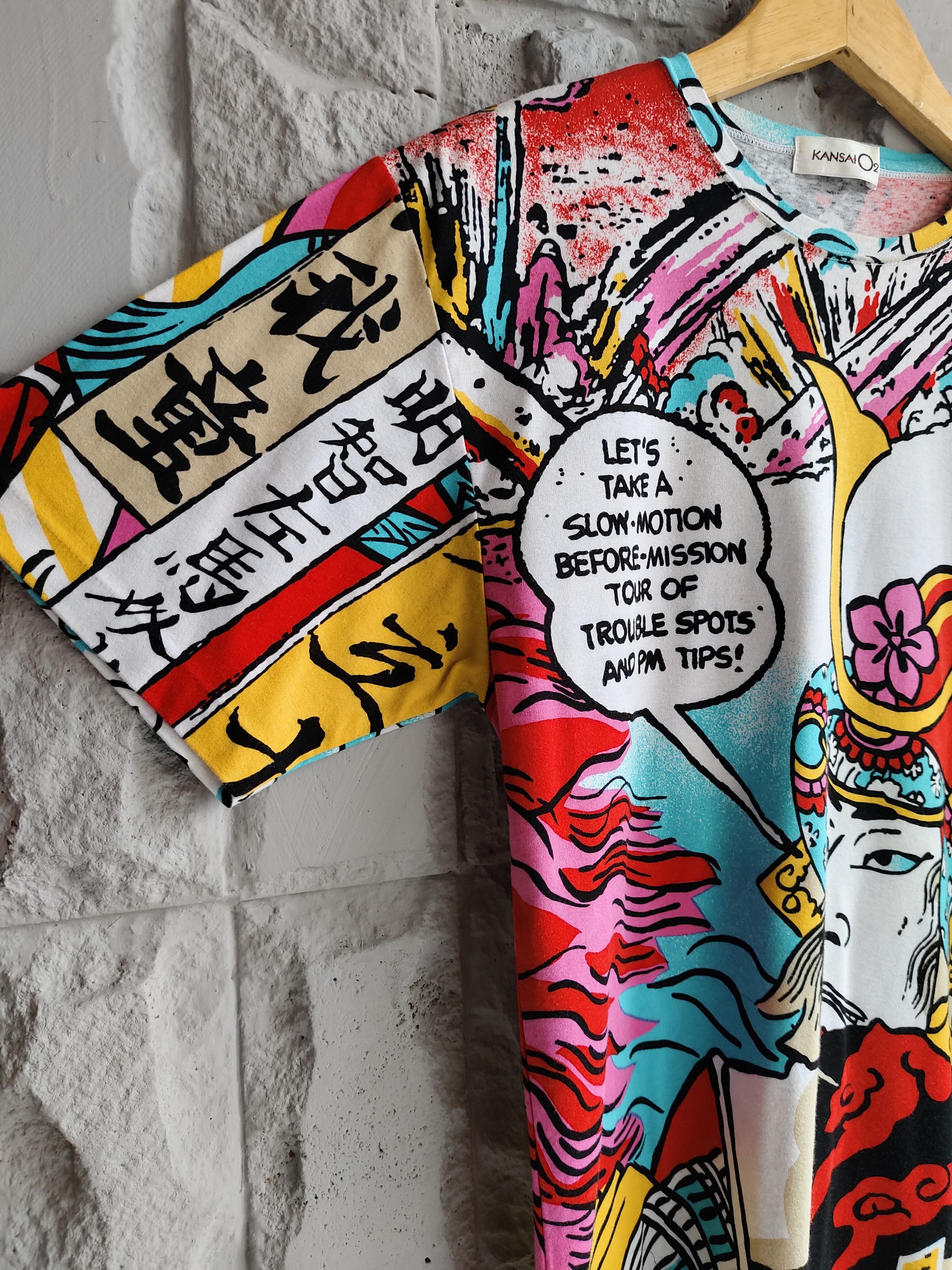 Kansai Yamamoto 80s Kansai O2🔥Archive Samurai Ukiyo-e Comic Graphic Tee Size US M / EU 48-50 / 2 - 4 Thumbnail