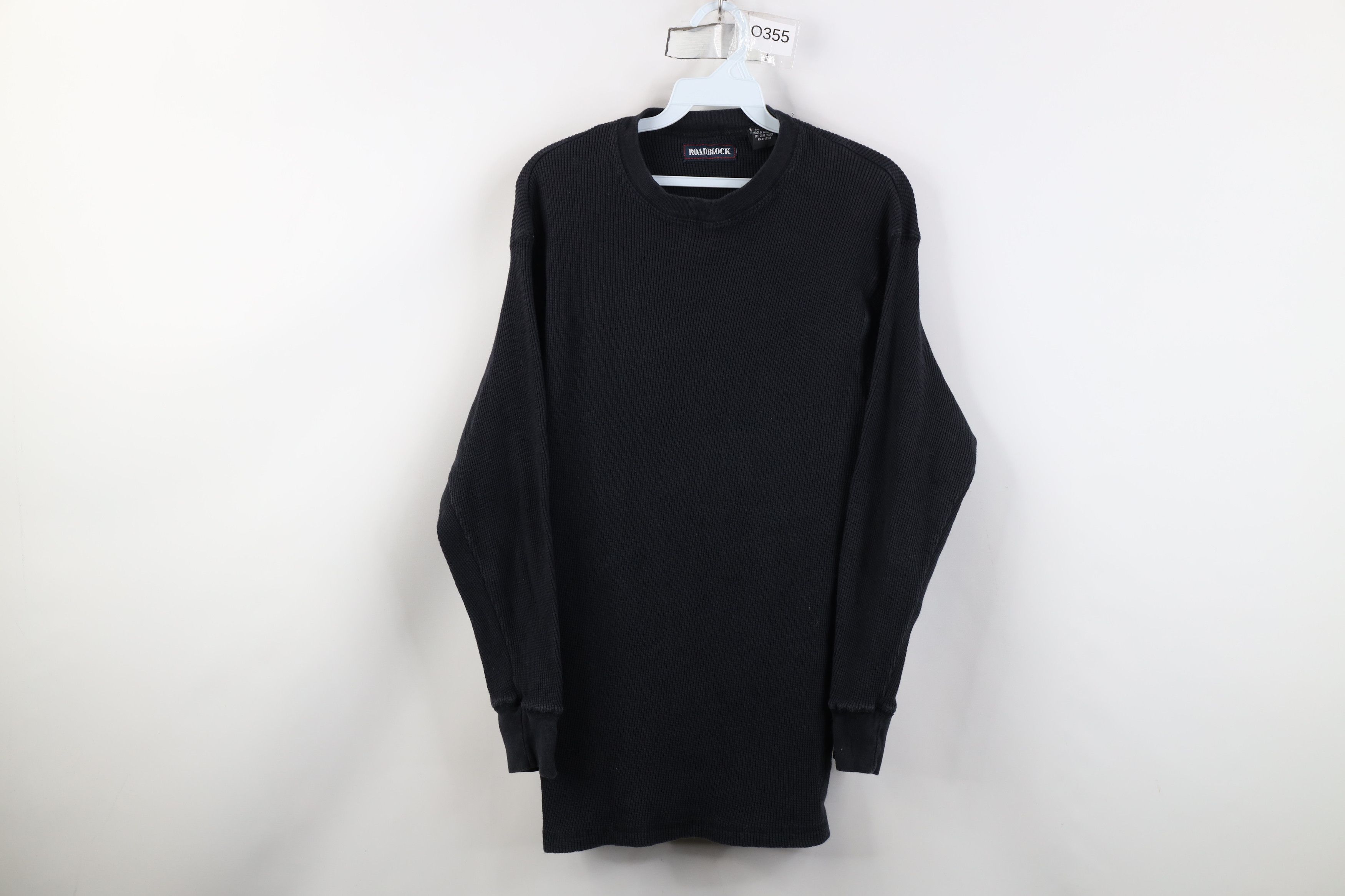 Vintage Vintage 90s Y2K Waffle Knit Long Sleeve T-Shirt Black Size US L / EU 52-54 / 3 - 1 Thumbnail