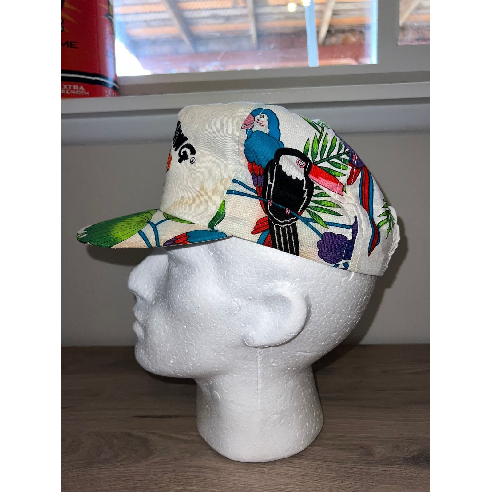 Vintage Vintage Durt Hawg Floral Bird White Hat Stained Stain VTG OS Size ONE SIZE - 4 Thumbnail