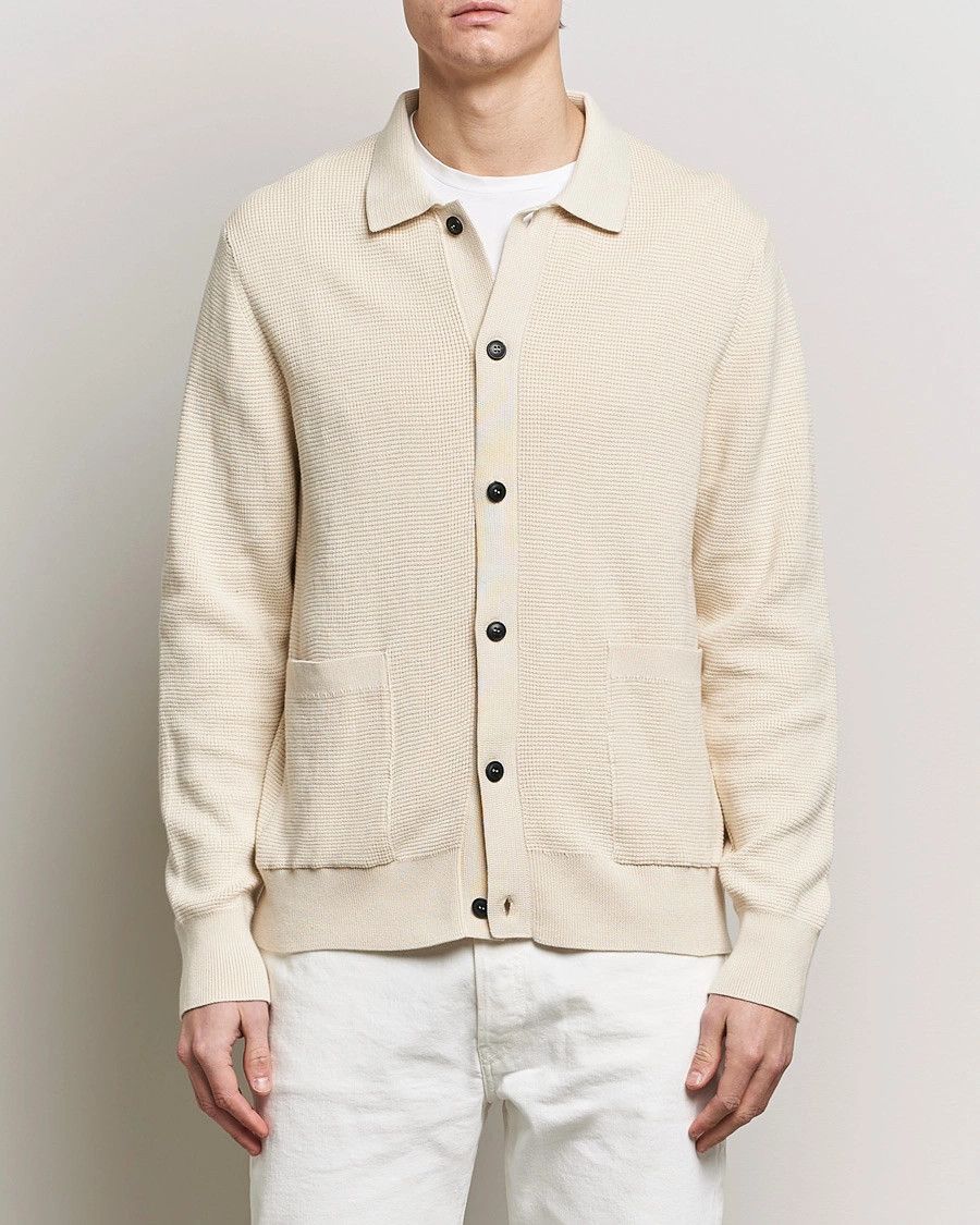 Sunspel Sunspel Waffle stitch jacket ecru Cardigan Size US XL / EU 56 / 4 - 1 Thumbnail