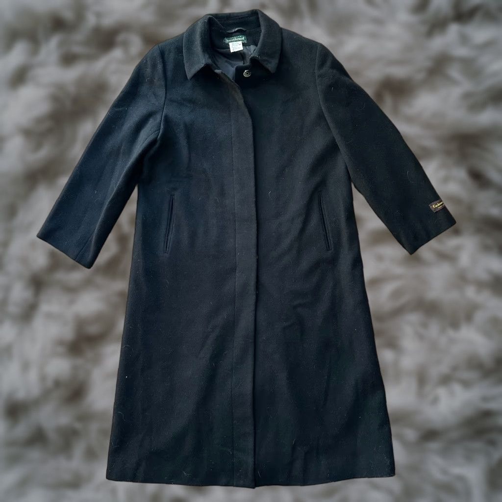 Harve Benard Wool Cashmere Blend Long Overcoat Black 14P Petite Pockets Button Close Wool Blend Casual Formal Travel Business Womens Coat