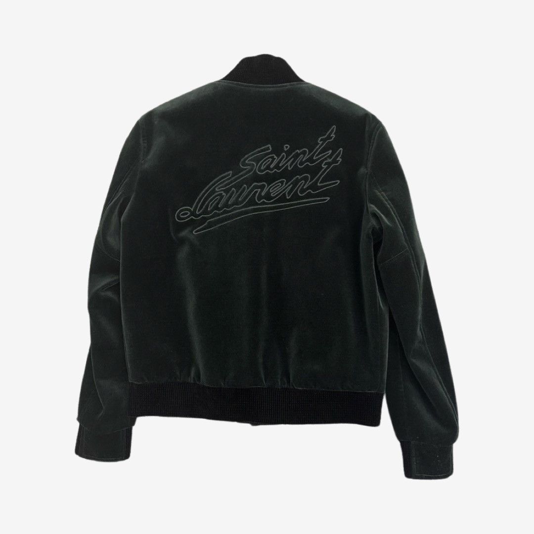 Saint Laurent Paris *3kMSRP* Saint Laurent Green Velvet Logo Bomber Size US M / EU 48-50 / 2 - 1 Thumbnail
