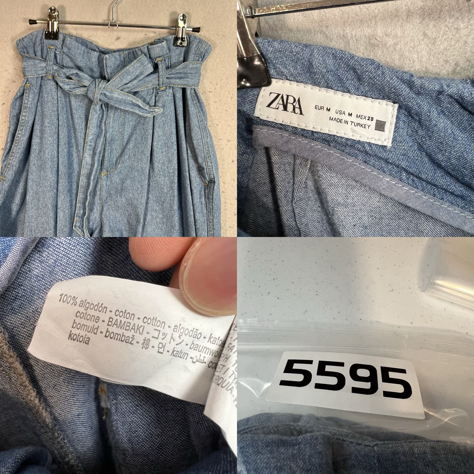 Zara VINTAGE Zara Women's Jeans Wide-Leg Belted Elastic Waist Denim Pants Blue 2 Adults Womens Medium 26 in 29.5 in 8/10 Ships Next Business Day Size 26" / US 2 / IT 38 - 8 Thumbnail