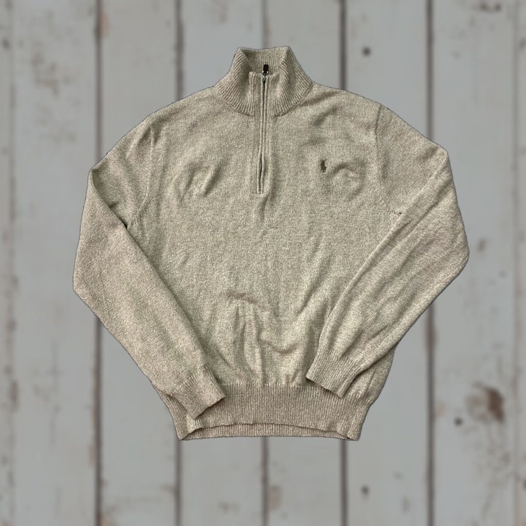 Polo Ralph Lauren Polo Ralph Lauren Sweater Mens L Beige 1/4 Zip Knit Mock Neck Golf Pullover Regular Fit Knitwear - Wool/Cotton Size US L / EU 52-54 / 3 - 1 Thumbnail