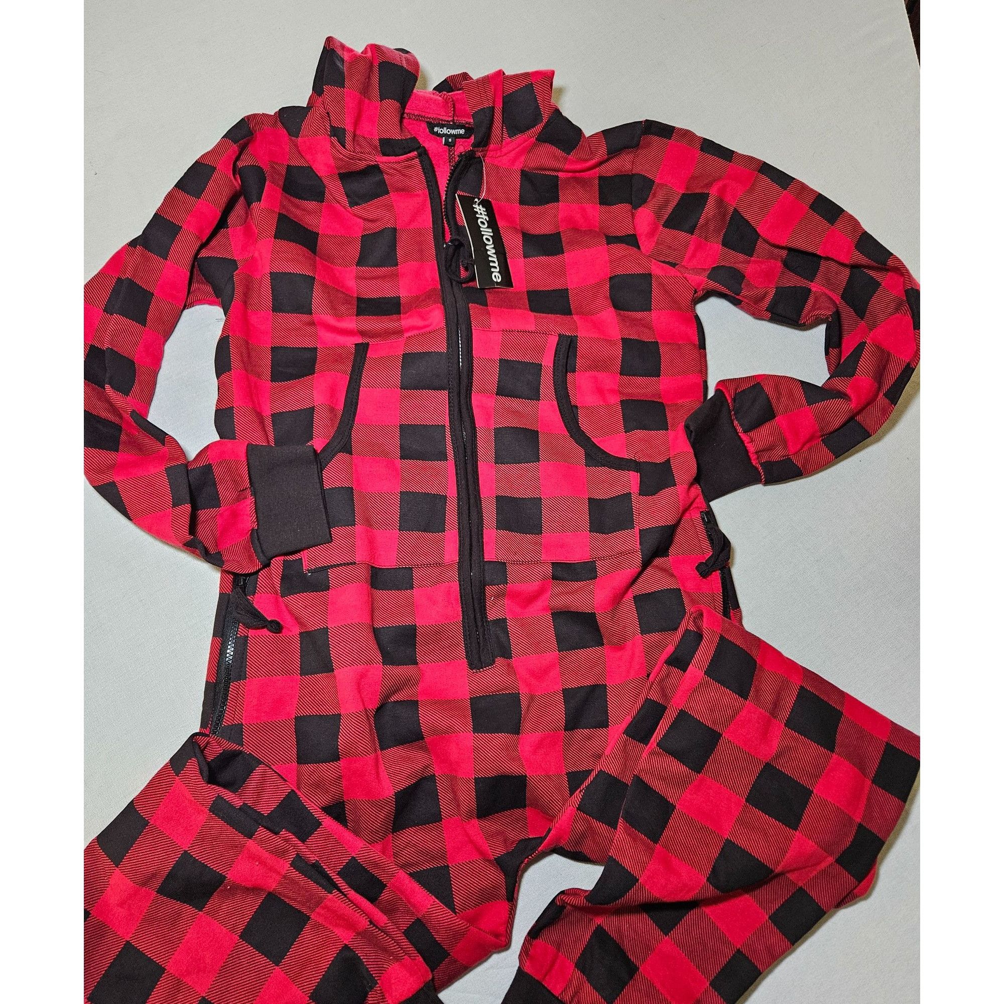 Other FollowMe Unisex One Piece Pajama Body Suit Red Black Small Size US 28 / EU 44 - 3 Thumbnail