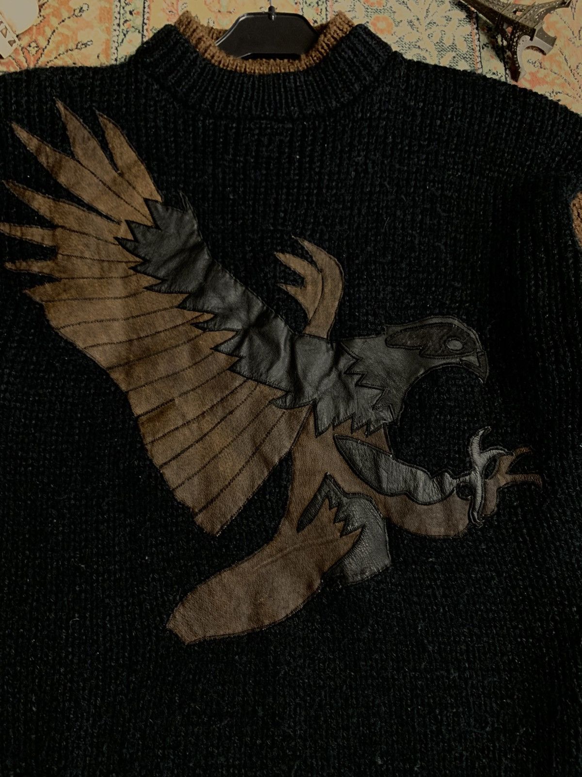 Japanese Brand × Other × Vintage Vintage Street Scenes Korean sweater Eagle leather logo ! Size US M / EU 48-50 / 2 - 6 Thumbnail
