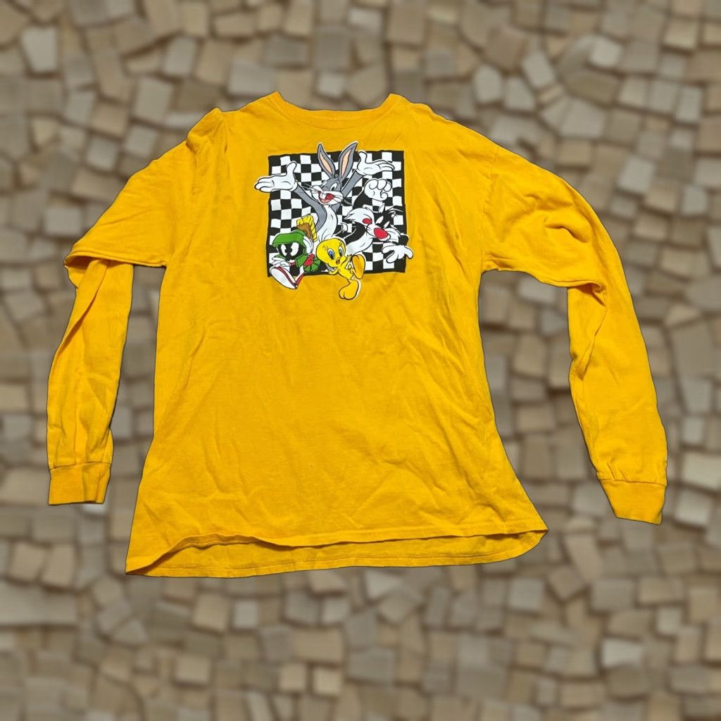 Vintage Looney Tunes Shirt Mens Large Yellow White Looney Tunes Cartoon Character T-Shirt Graphic Print Long Sleeve Round Neck Vintage: No Size US L / EU 52-54 / 3 - 1 Thumbnail