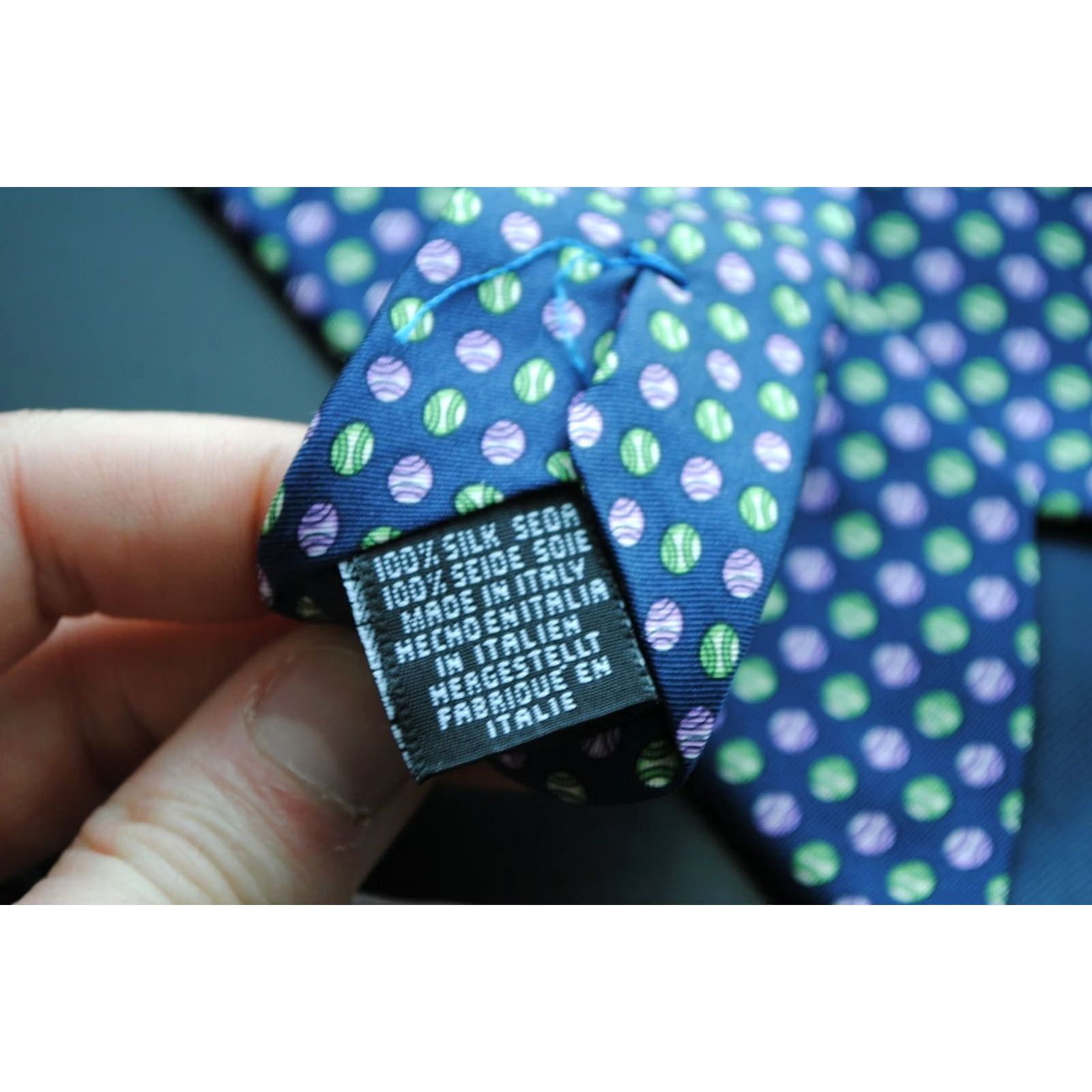 Vintage FRANGI TIE Geometric DOTS 100% Silk Made in ITALY Blue Mens Classic Length 57-60in 150cm Size ONE SIZE - 5 Thumbnail