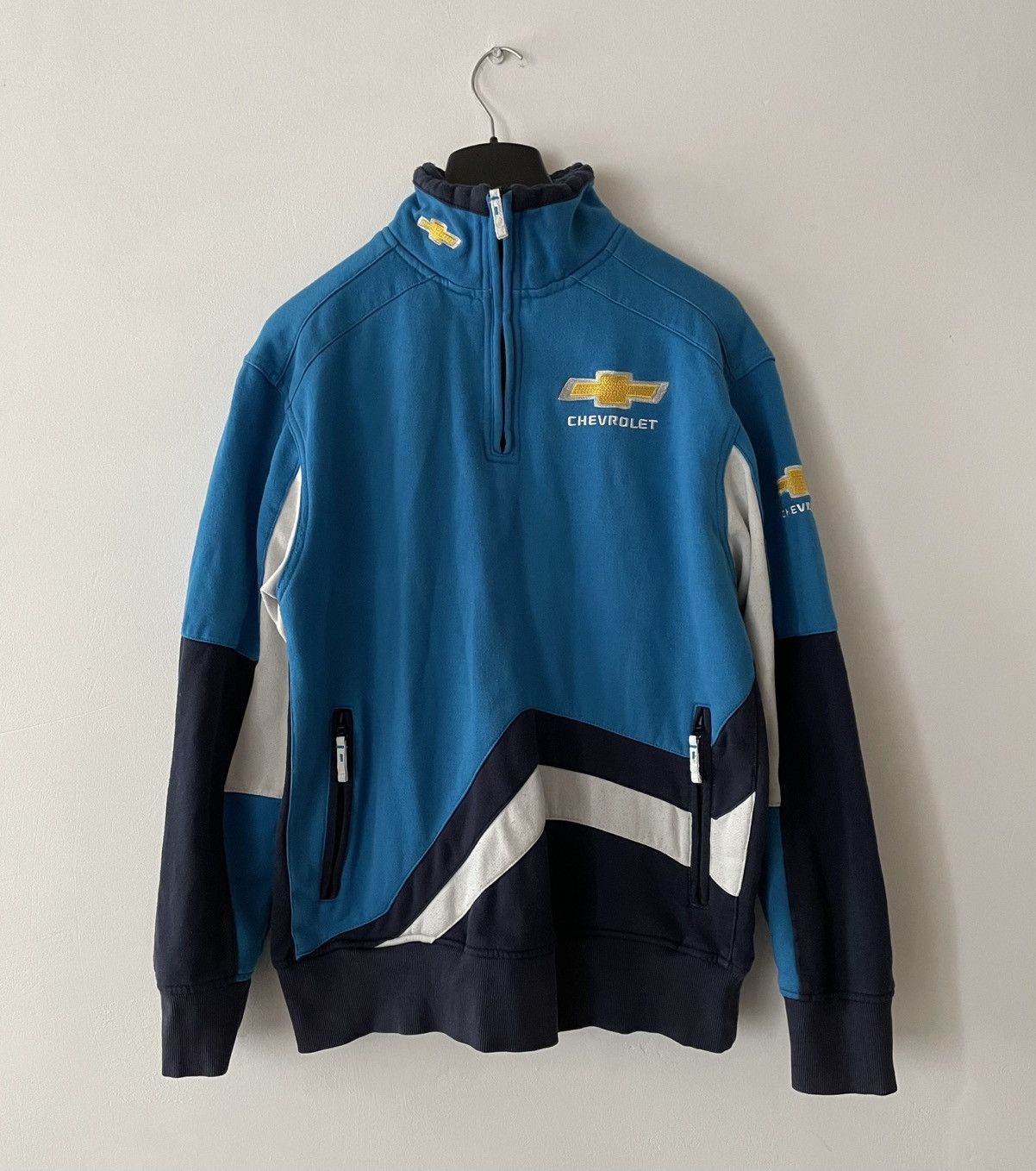 Vintage Vintage Chevrolet 1/4 Zip Racing Blue Sweatshirt Size US XL / EU 56 / 4 - 1 Thumbnail
