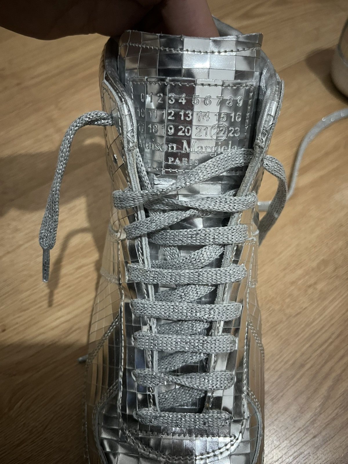 Maison Margiela Maison Margiela Silver Metallic High Top Disco Ball Sneakers Size US 9 / EU 42 - 7 Thumbnail