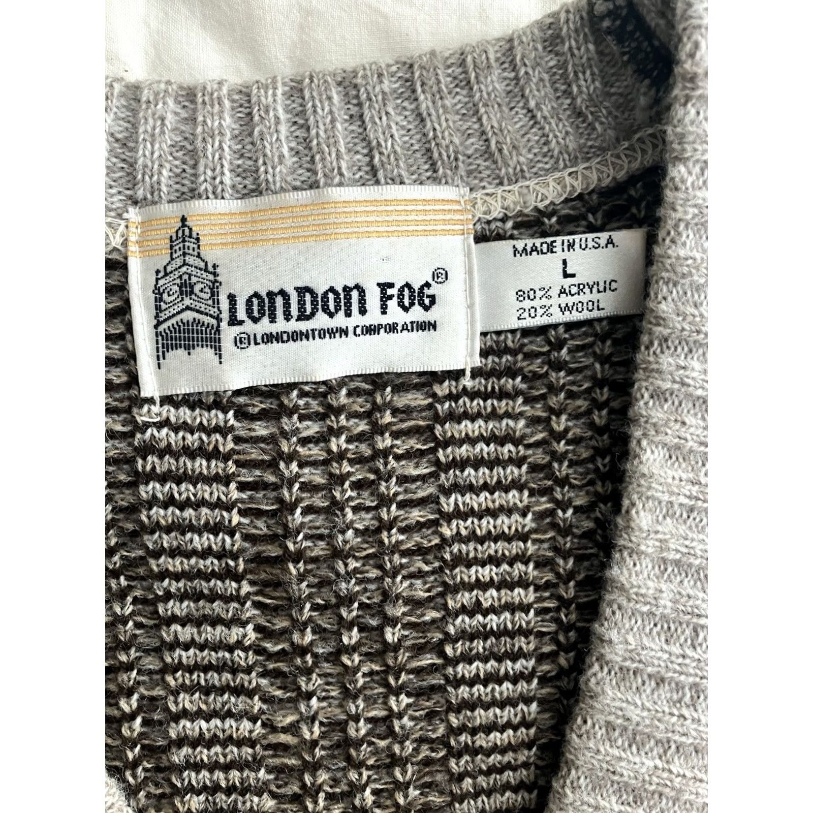 London Fog VINTAGE London Fog Sweater Vest Shirt Men L Brown Striped Wool Acrylic Grandpa USA Size US L / EU 52-54 / 3 - 4 Thumbnail