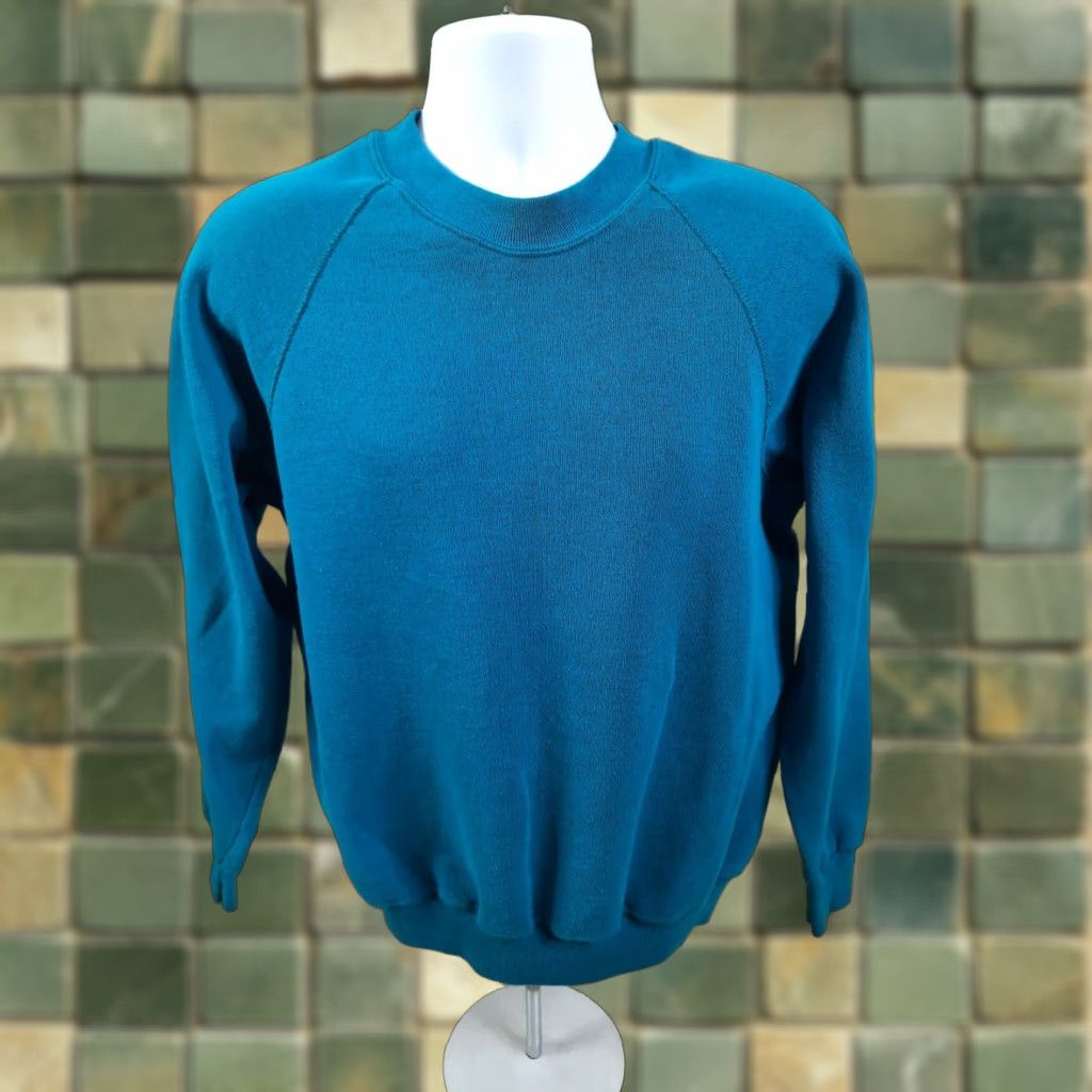 Lee VINTAGE Lee Crewneck Sweatshirt Teal Raglan VTG USA 80s Mens Large Size US L / EU 52-54 / 3 - 1 Thumbnail