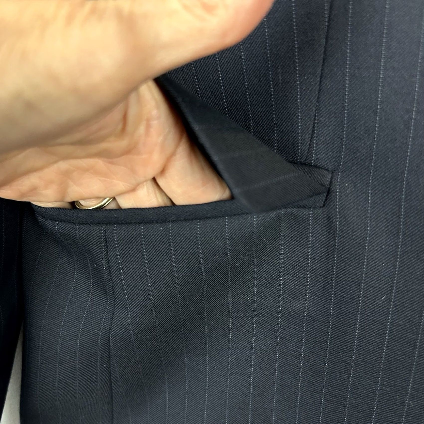 J.Crew J.CREW Blazer Womens 6 Single-Breasted Wool Pinstripe Notch Lapel Dark Blue Regular Set Jacket Office Preppy Clothes Size M / US 6-8 / IT 42-44 - 5 Thumbnail