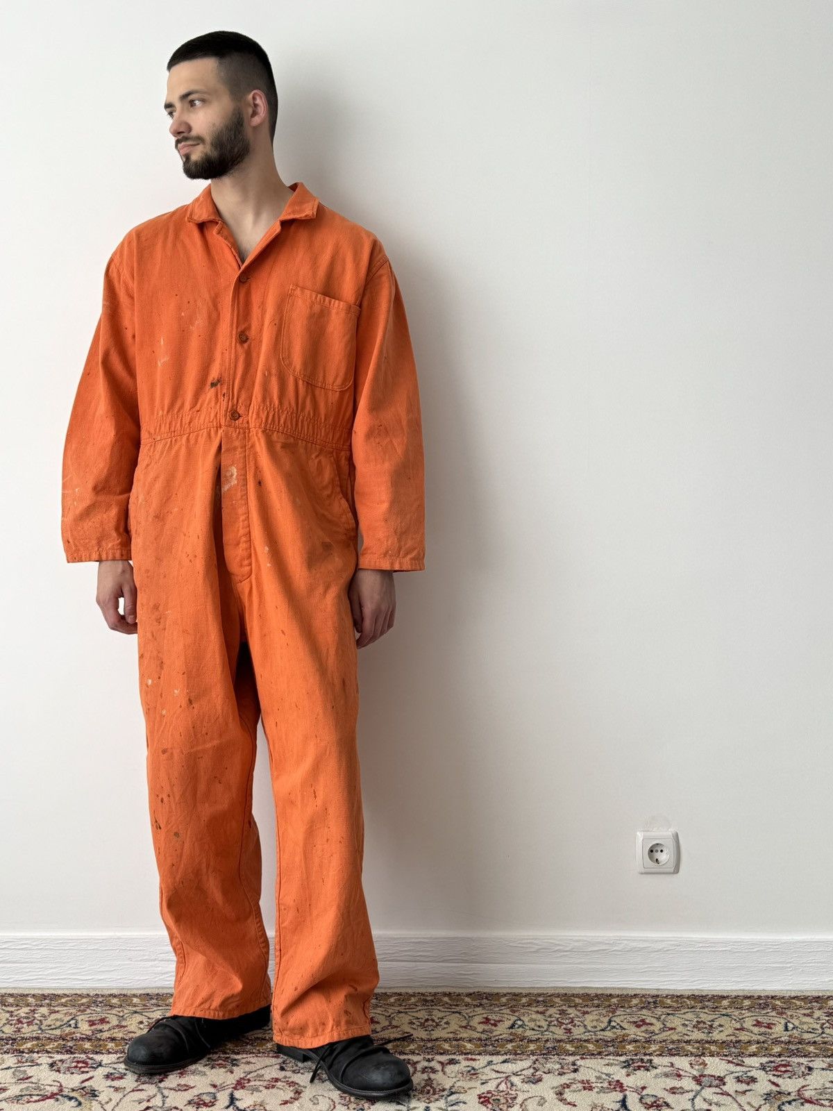 Le Laboureur 1960s British Work ‘Harpoon’ Sanfor Faded Painted Coveralls Size US 34 / EU 50 - 2 Thumbnail