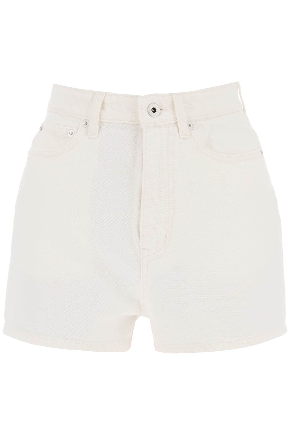 image of Kenzo Japanese Denim Shorts in Stone Bleached White Denim, Women's (Size 26)
