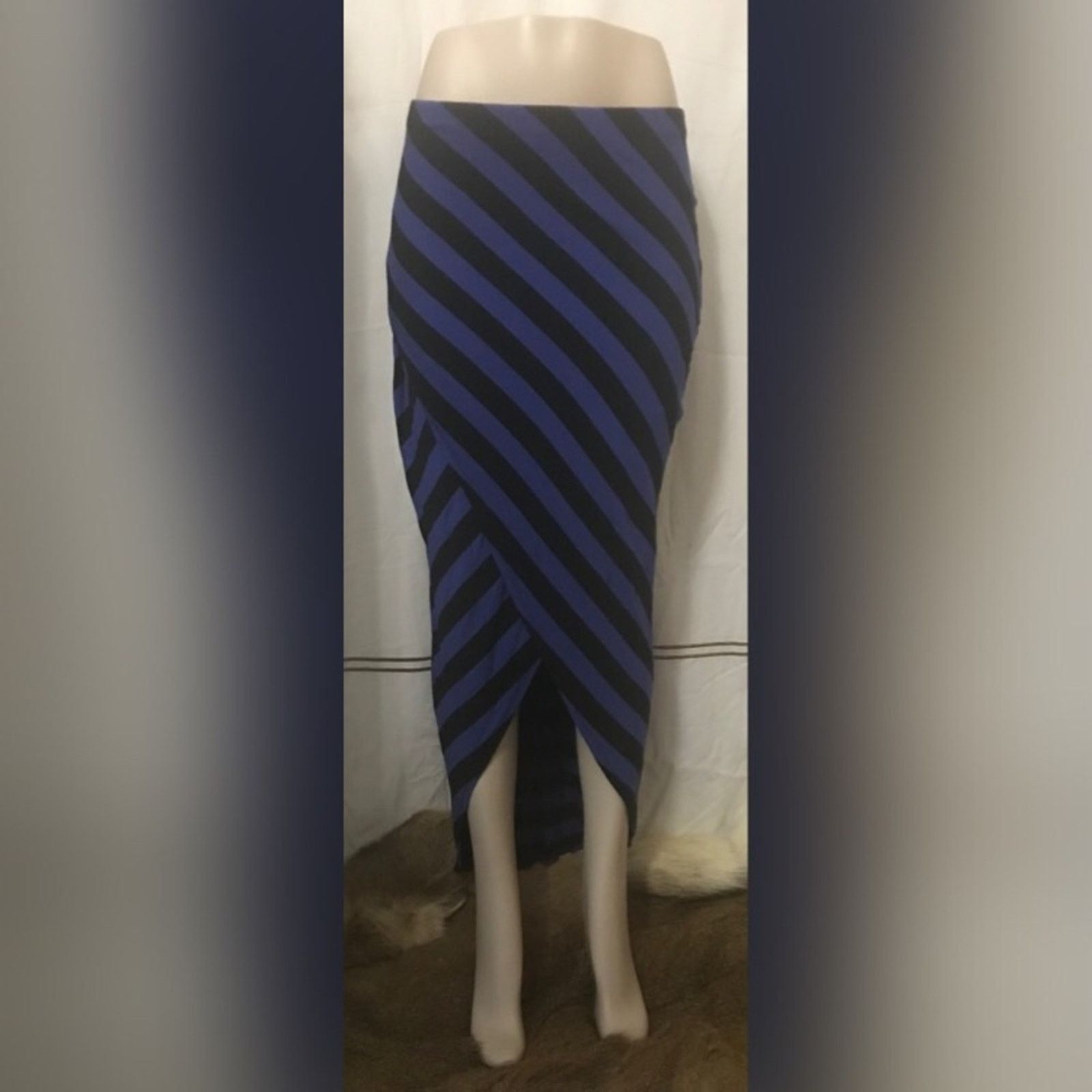 Other Love Fire Purple & Black Striped Wrap Maxi Skirt Size 26" / US 2 / IT 38 - 2 Thumbnail