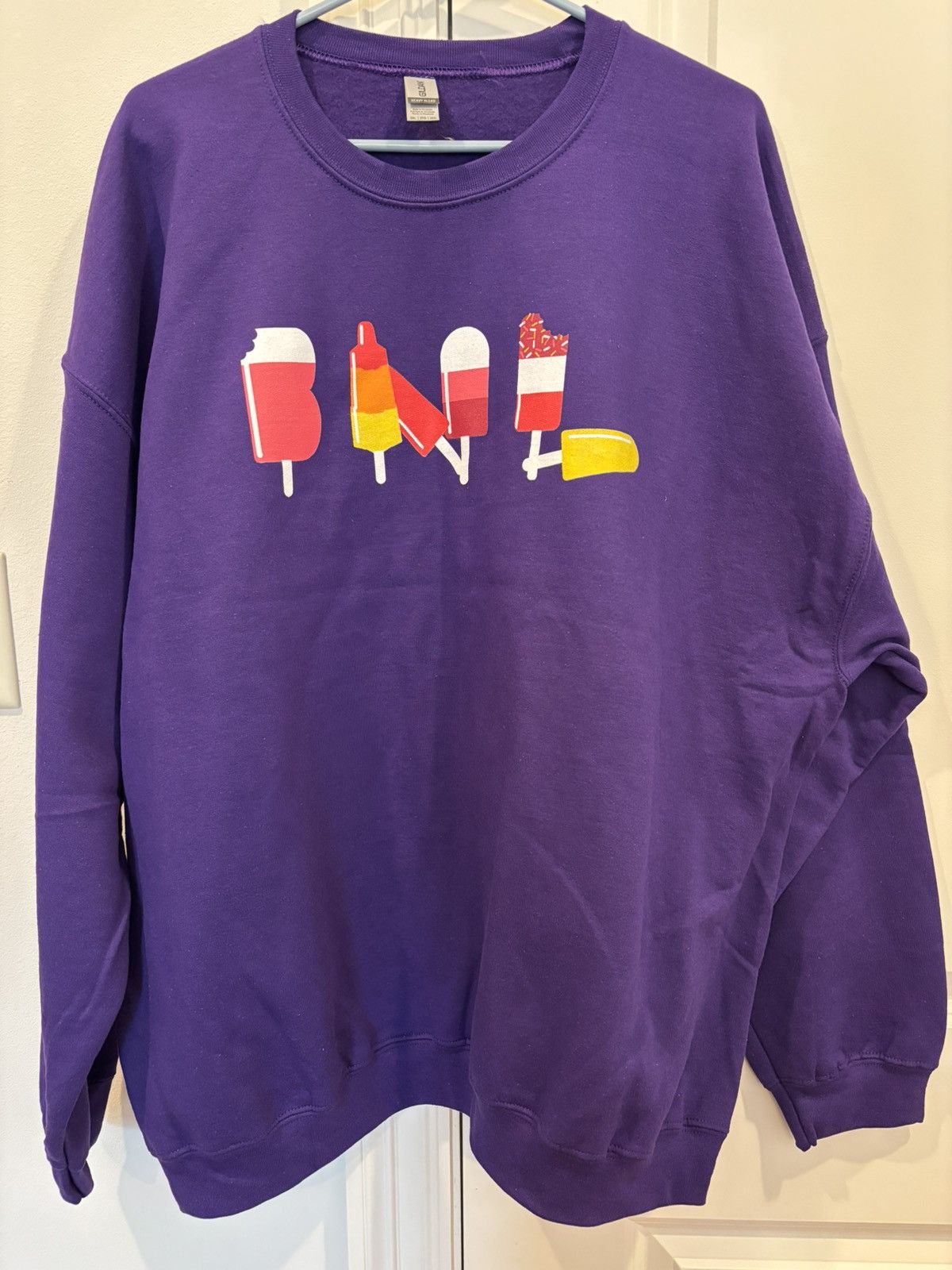 Band Tees × Gildan Bare Naked Ladies Popsicle Logo Purple Sweatshirt - Sz: 2XL Size US XXL / EU 58 / 5 - 1 Thumbnail