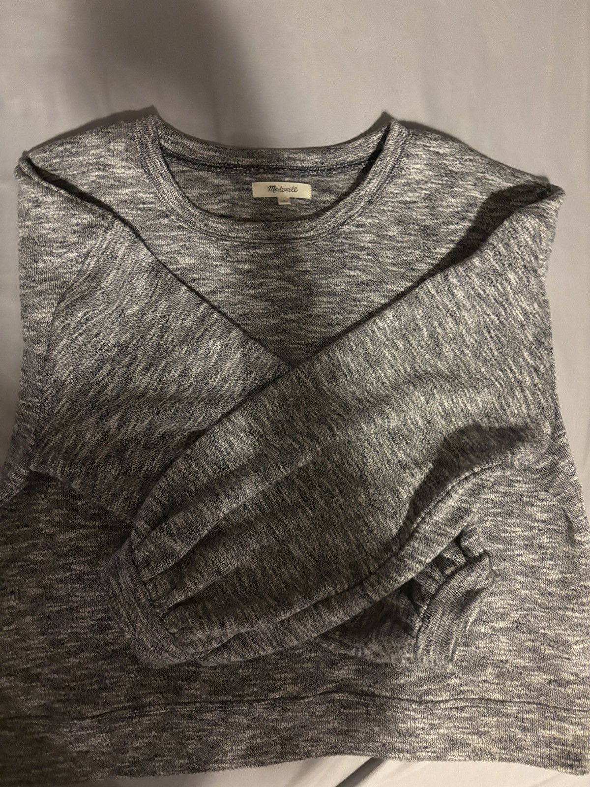 Madewell Madewell Grey and Black Crop Top Sweater Size L / US 10 / IT 46 - 3 Thumbnail