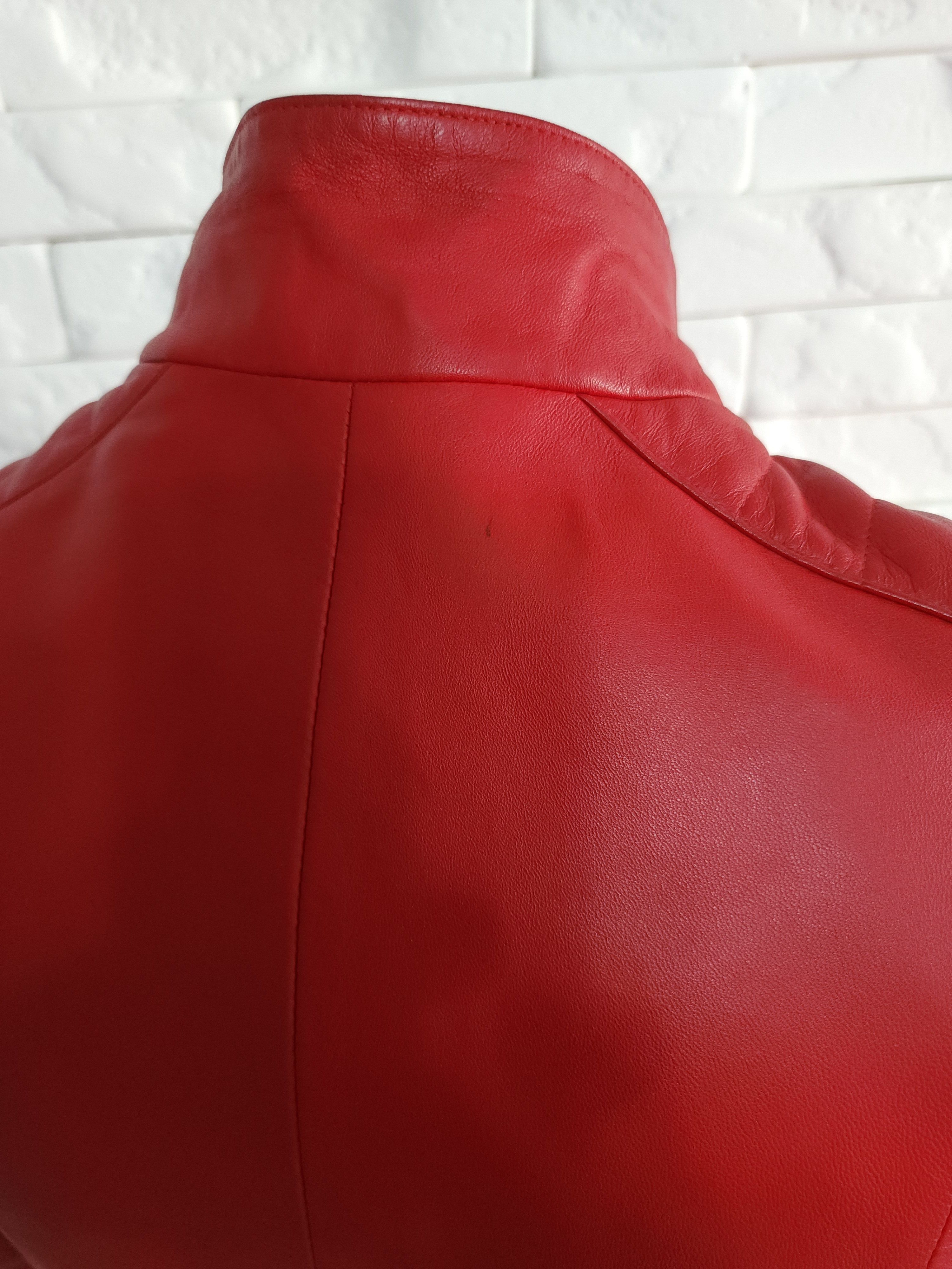 Genuine Leather Stylish women's red leather jacket with a metal zipper. Size M / US 6-8 / IT 42-44 - 7 Thumbnail
