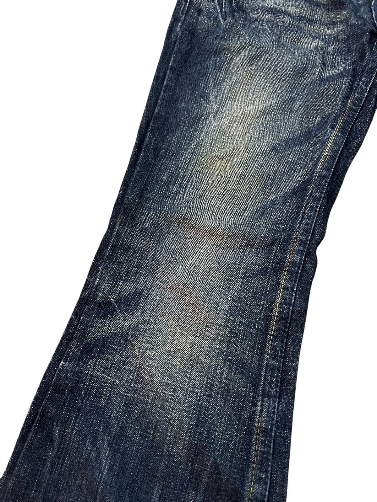 Japanese Brand Flare Redpepper Embroidery Skull Mud Wash Lowrise Jean Size US 31 - 4 Thumbnail