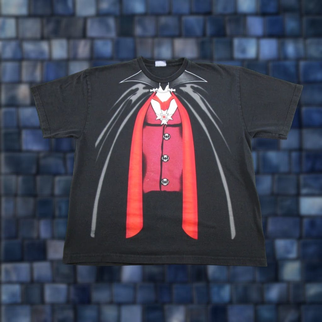 Bata VINTAGE Dracula Vampire Tuxedo Tee Shirt Mens Halloween Holiday Bat Logo Black XL Short Sleeve Crew Neck Cotton T-Shirt Horror 90s Summer Mens Size US XL / EU 56 / 4 - 1 Thumbnail
