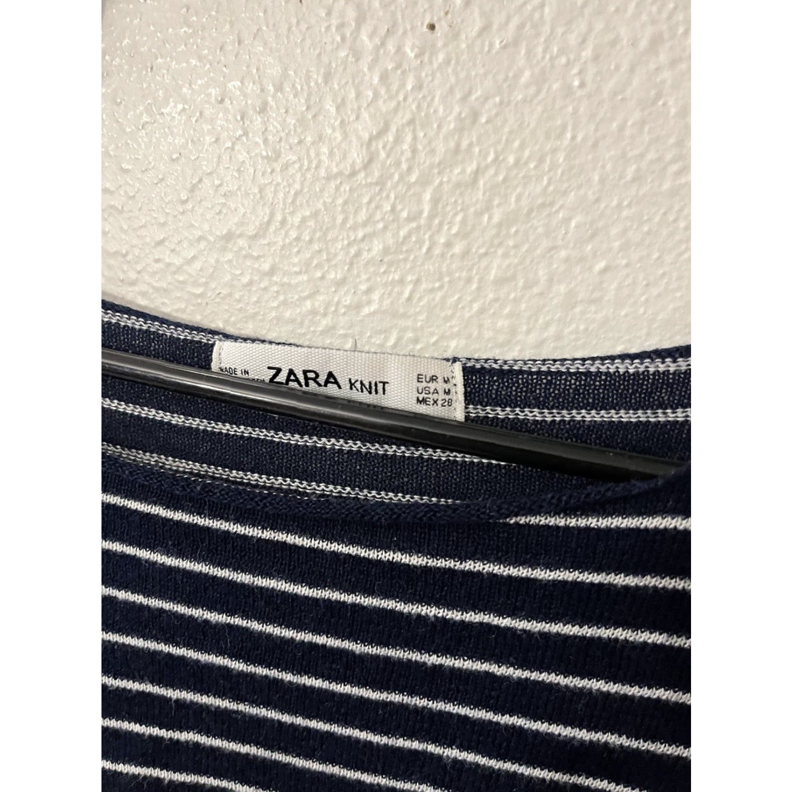 Zara VINTAGE Zara Knit Sweater Shirt Women M Navy White Striped Crew Neck 3/4 Sleeve Pullover All Seasons Size M / US 6-8 / IT 42-44 - 3 Thumbnail